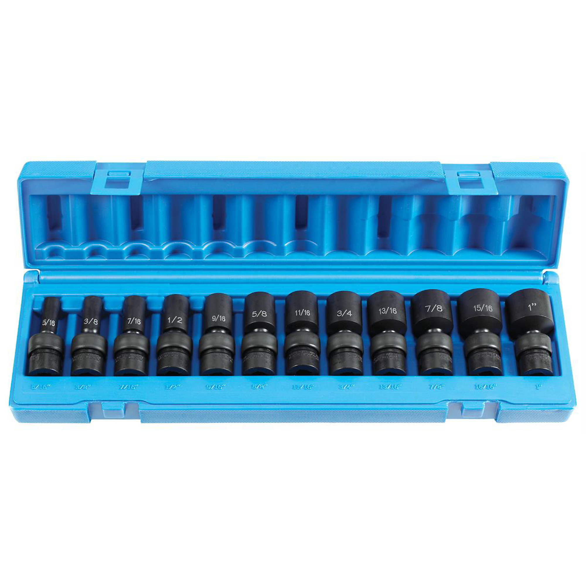Grey Pneumatic 3/8in. Drive 12-Piece Semi Deep SAE Universal Set — Chrome-Molybdenum Steel, Model# GRE1212USD