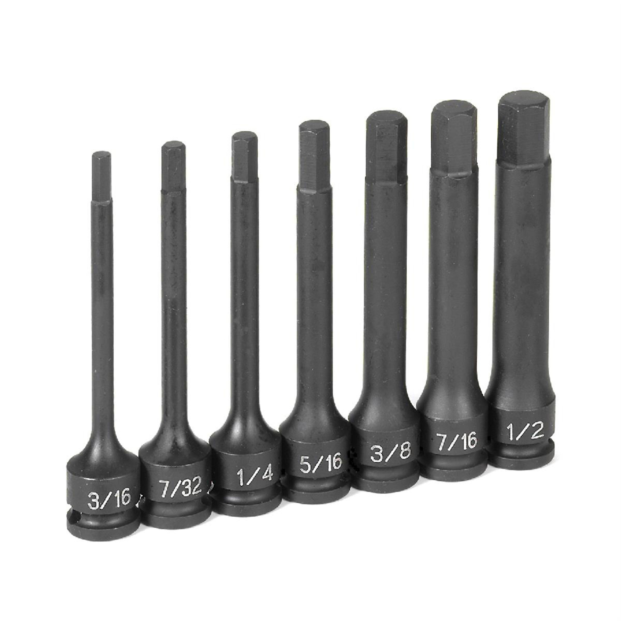 Grey Pneumatic Hex Driver Set — 3/8in. Drive, 4in. Length, 7-Piece, Chrome-Molybdenum Steel, Model# GRE1247H