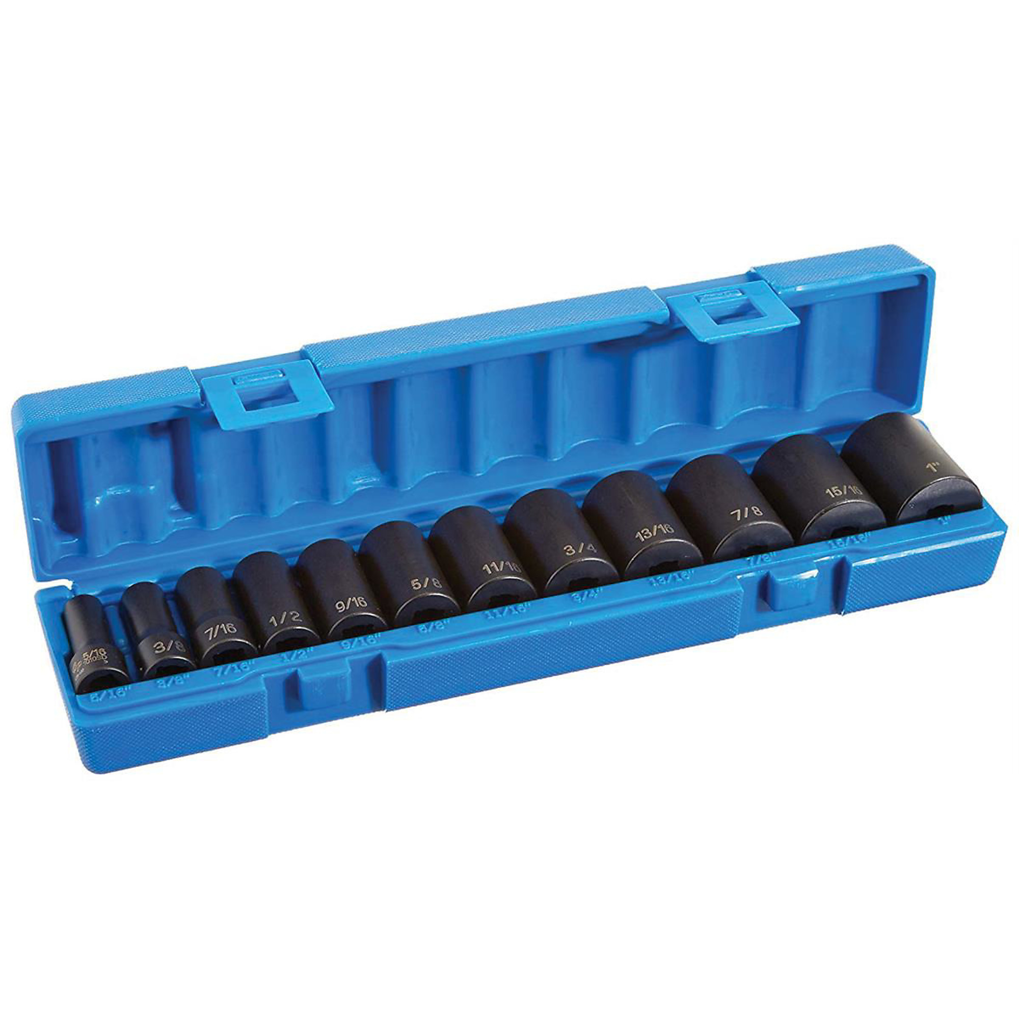 Grey Pneumatic 3/8in. Drive Semi-Deep Fractional Socket Set — 12-Piece, Chamfered Drive, Model# GRE1213SD