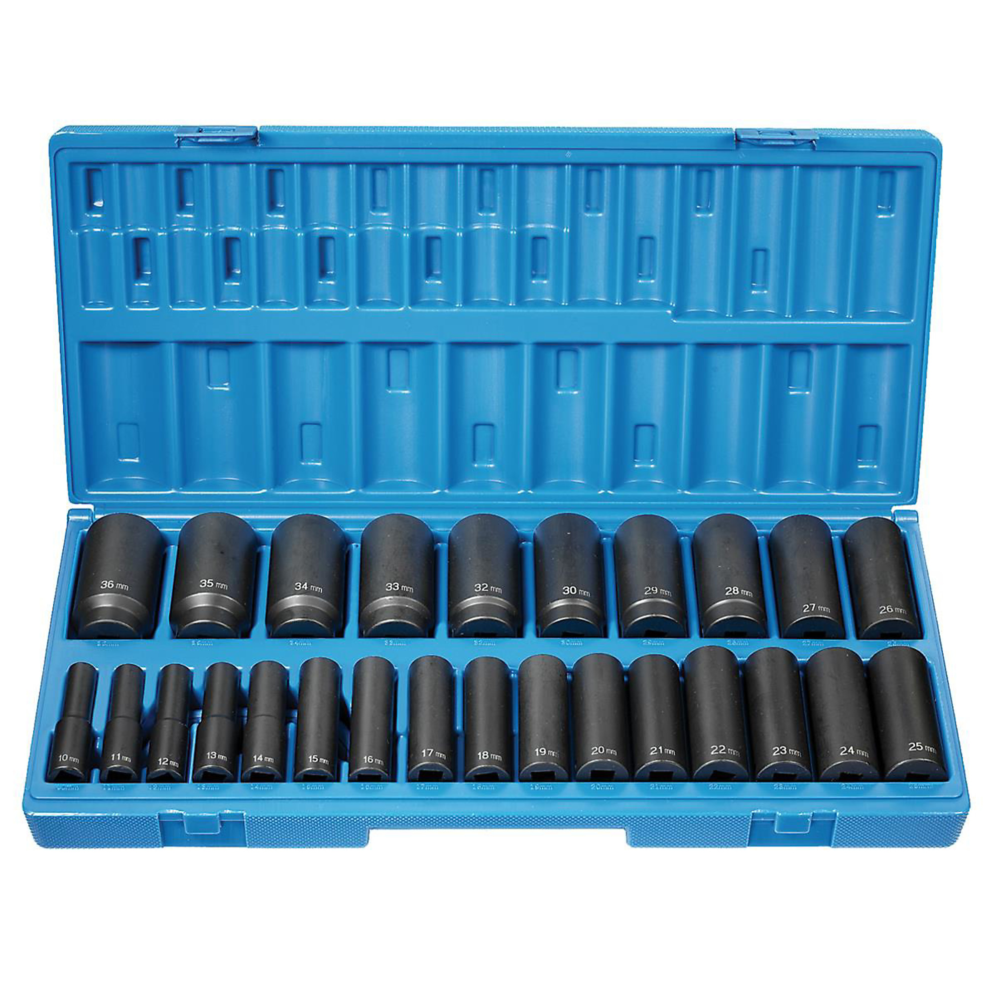 Grey Pneumatic 26-Pc. 1/2in. Drive 12-Pt. Deep Length Metric Socket Set — Chrome-Molybdenum Steel, Model# GRE1726MD