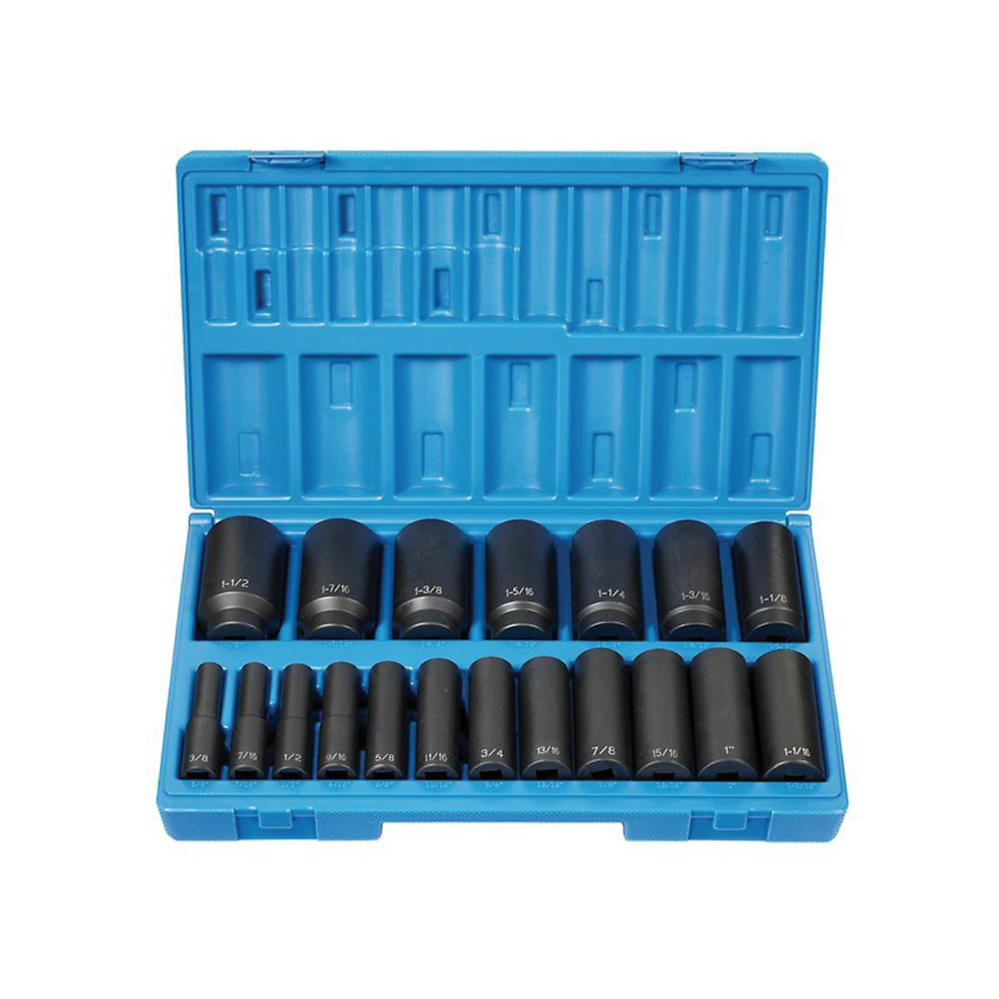 Grey Pneumatic 19-Pc. 1/2in. Drive 12-Point Deep Length Fractional Impact Socket Set — Chrome-Molybdenum Steel, Model# GRE1719D