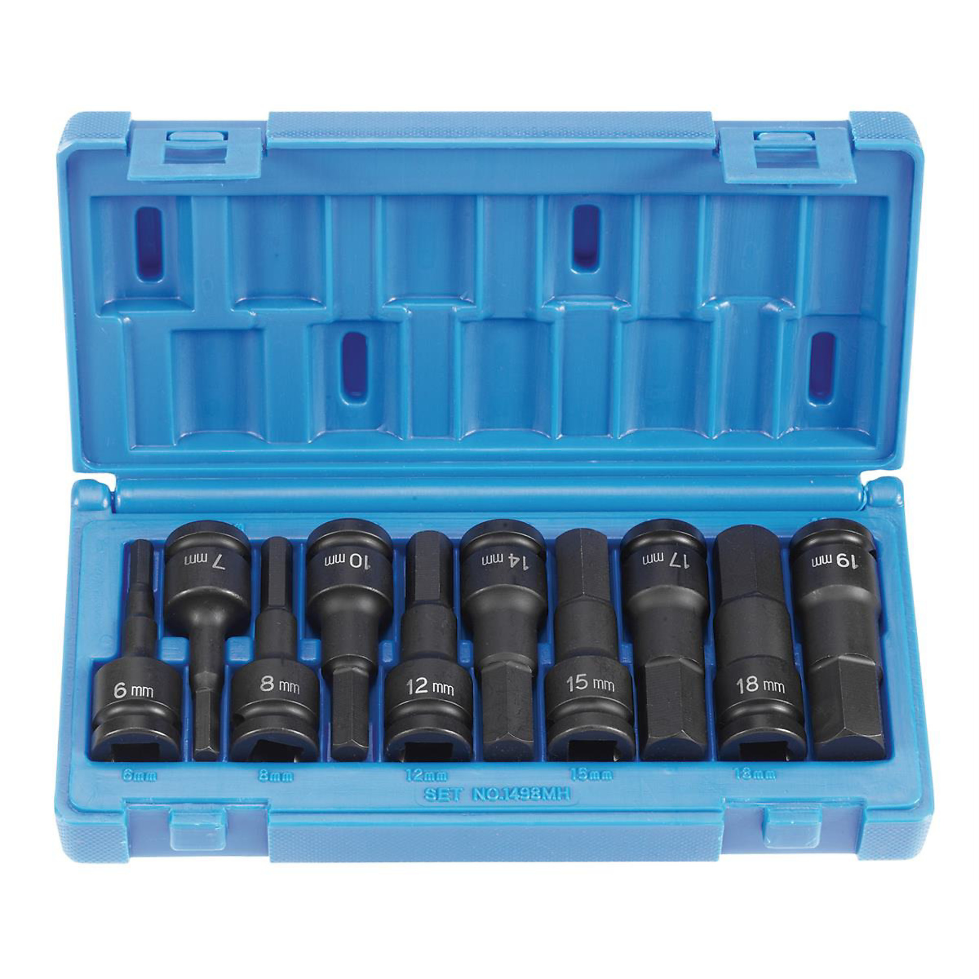 Grey Pneumatic Metric Hex Driver Set — 10-Pc., 1/2in. Drive, Chrome-Molybdenum Steel, Model# GRE1498MH