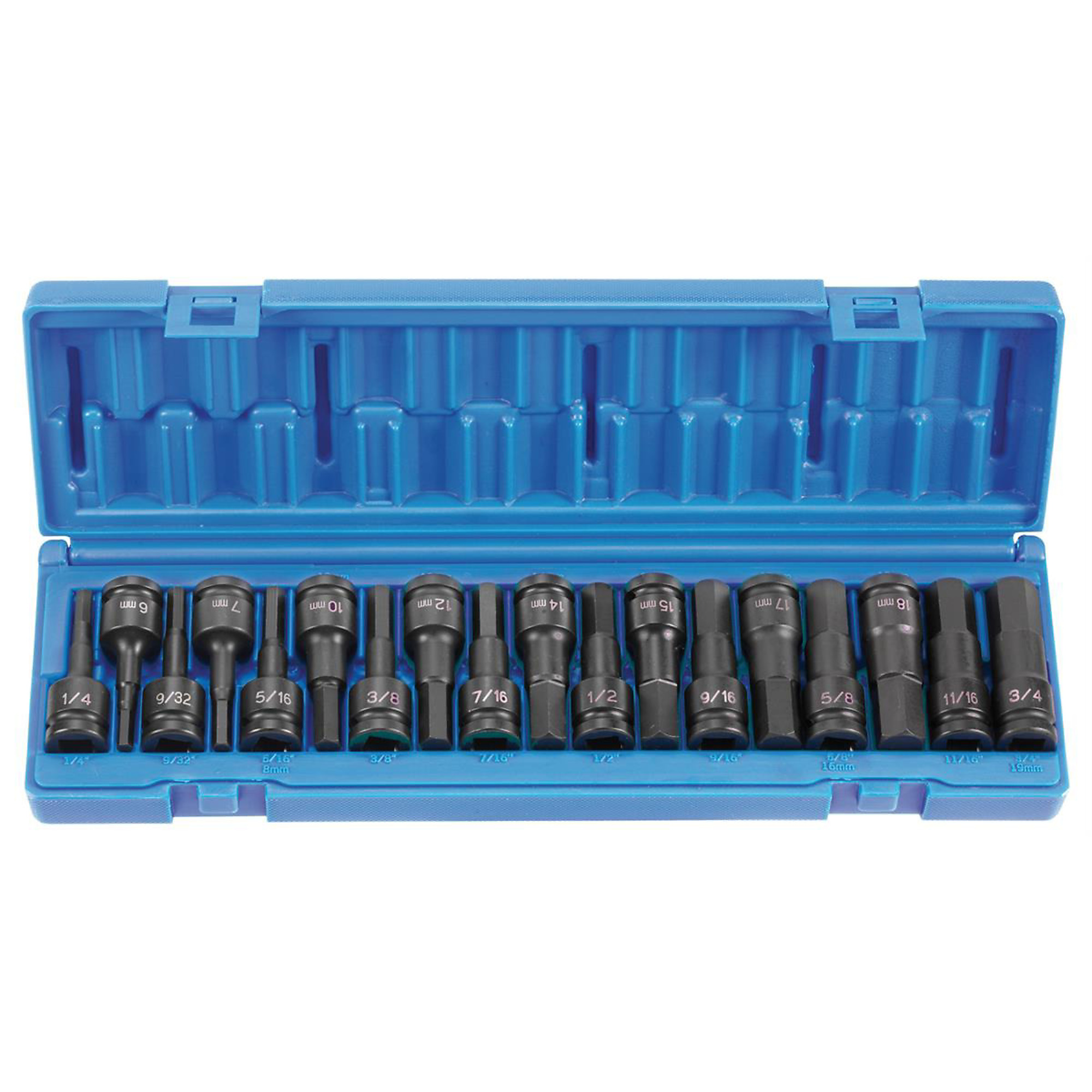Grey Pneumatic, 18 PC 1/2 DR COMBO HEX DRIVER SAE/METRIC SET, Pieces ...