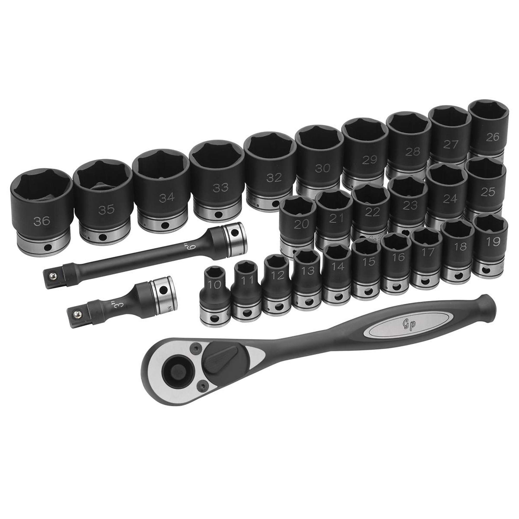 Grey Pneumatic 1/2in. Drive Metric Duo-Socket Set — 29-Piece, 6 Pt., Model# GRE82629M