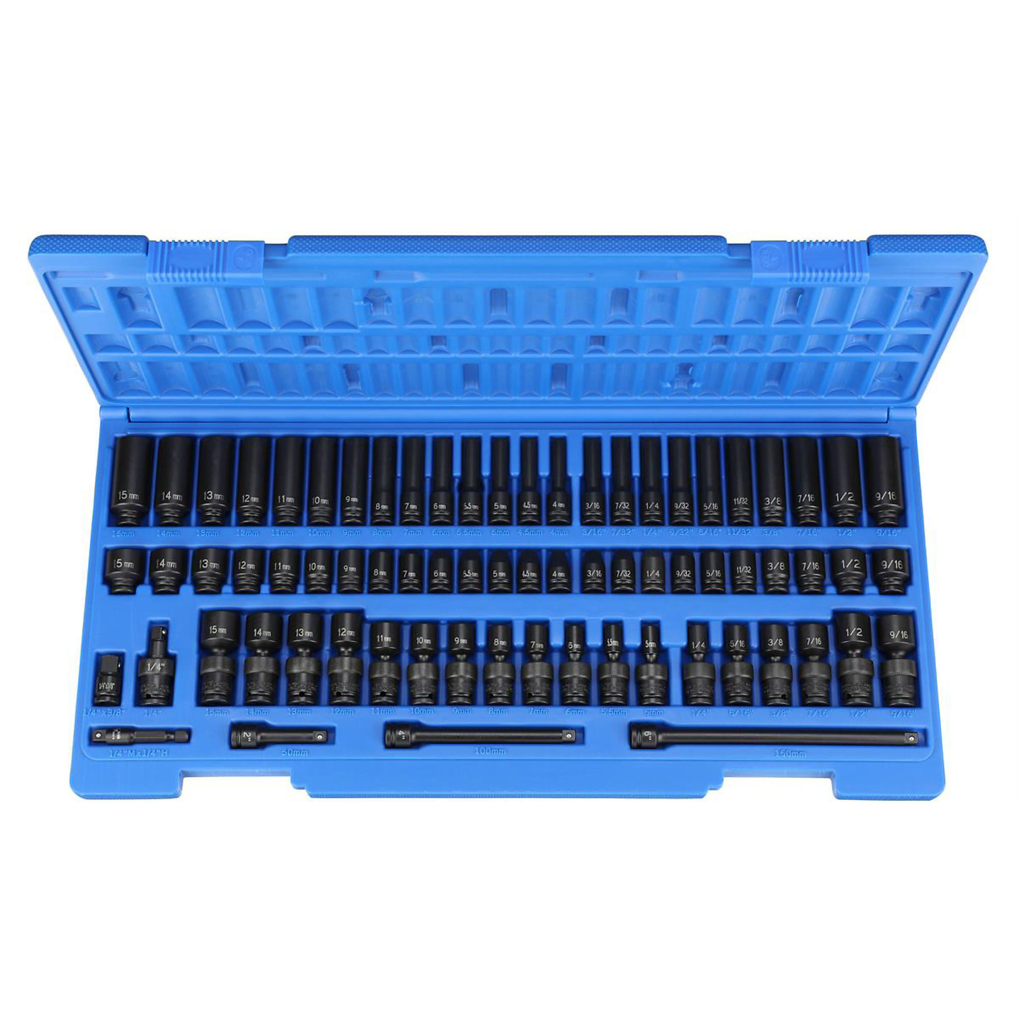 Grey Pneumatic Surface Drive Impact Socket Set — 1/4in. Drive, 72 Pcs, Metric and SAE, Model# GRE9772