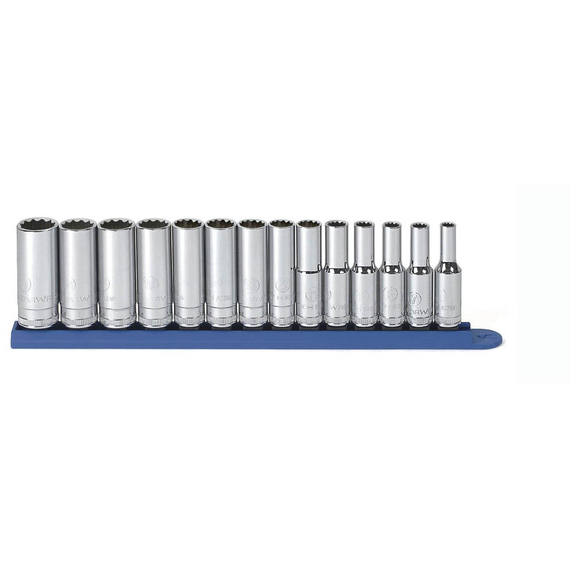 GearWrench 14-Piece 3/8in. Drive 12-Point Deep Metric Socket Set, Model# KDT80562