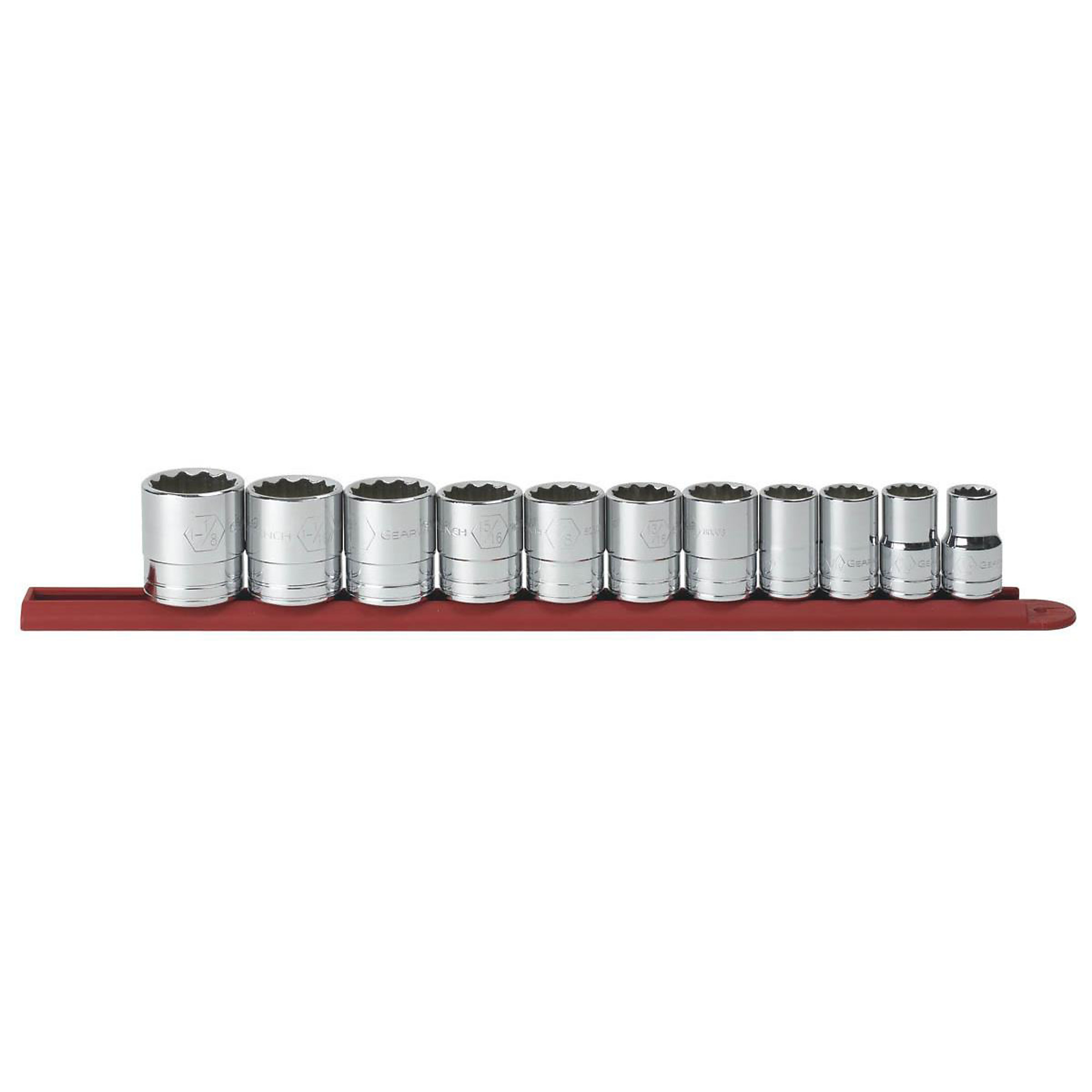GearWrench 11-Piece 1/2in. Drive 12-Point Standard SAE Socket Set, Model# KDT80711