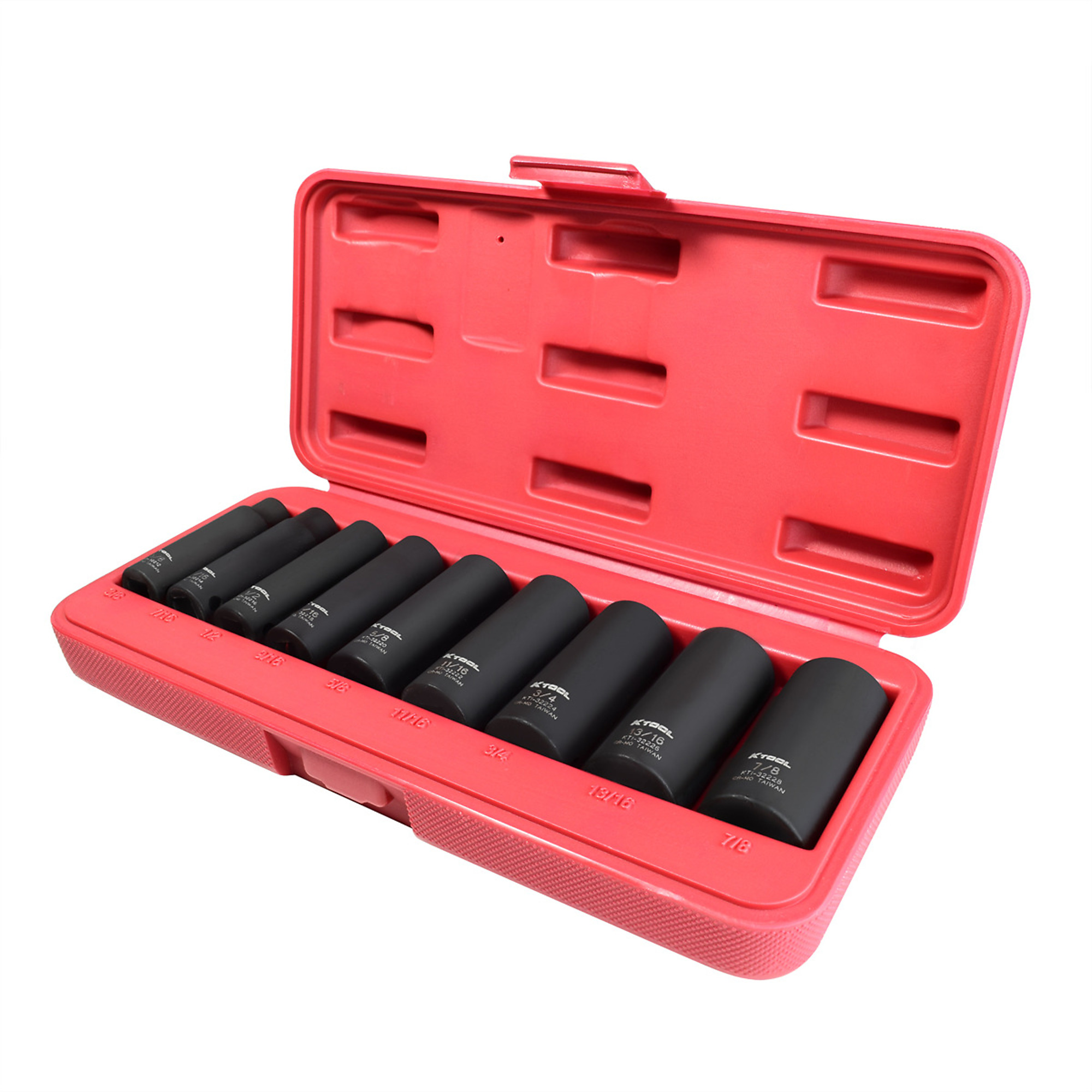K-Tool International 9-Pc. Deep Impact Socket Set — 3/8in. Drive, Model# KTI32200