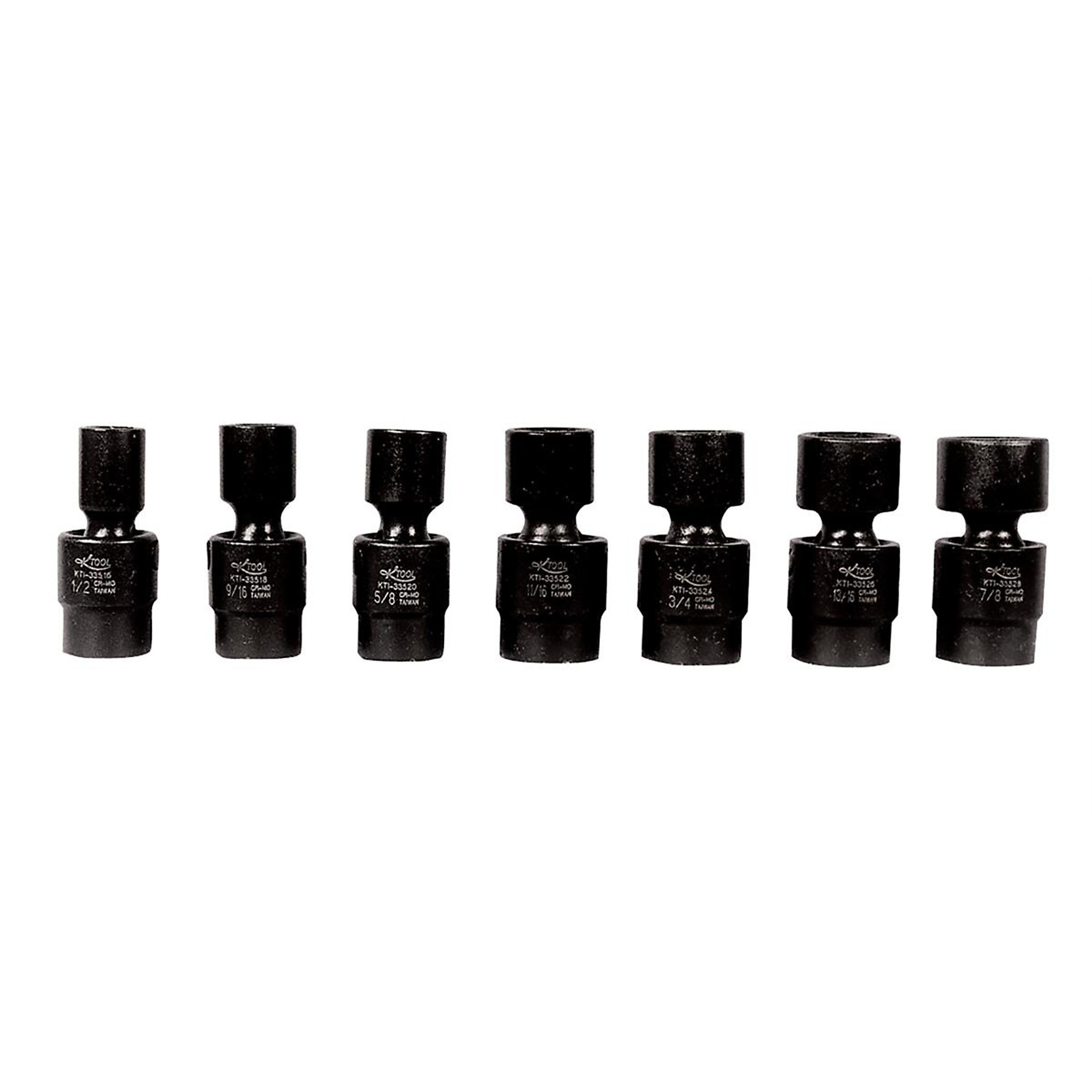 K-Tool International 7-Piece Impact Socket Set — 1/2in. Drive, Flexible, Model# KTI33500