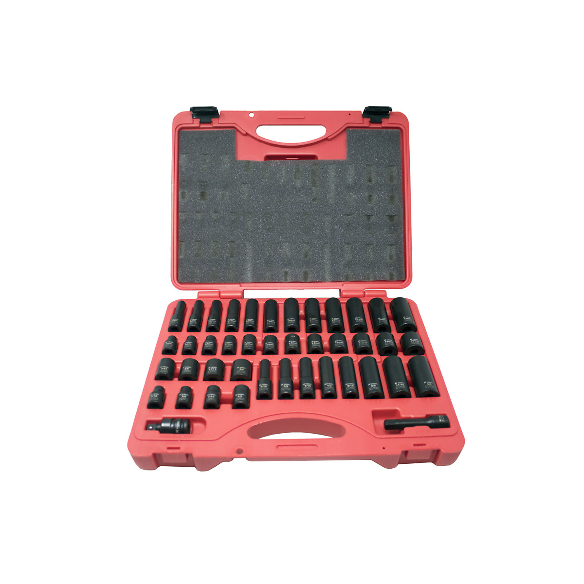 K-Tool International Socket Set Impact — 42-Piece, 3/8in. Drive, SAE and Metric, Chrome-Moly Steel, Model# KTI37042