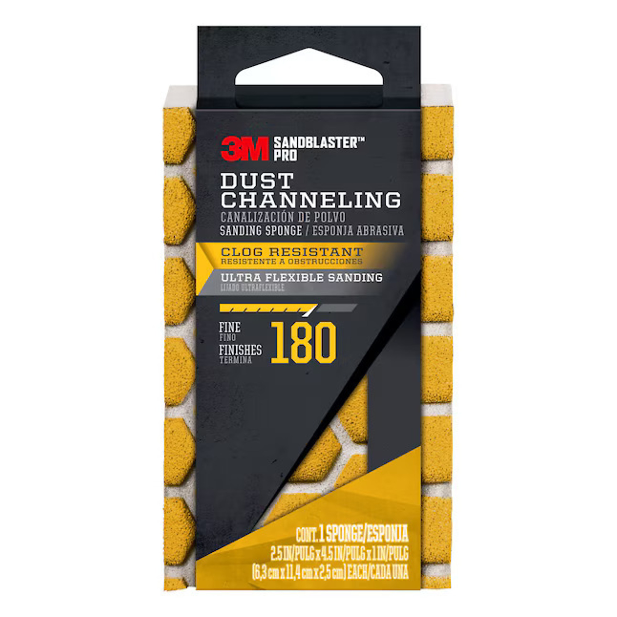 3M, Sandblaster Dust Channel Fine 180 Sanding Sponge, Model# 393599