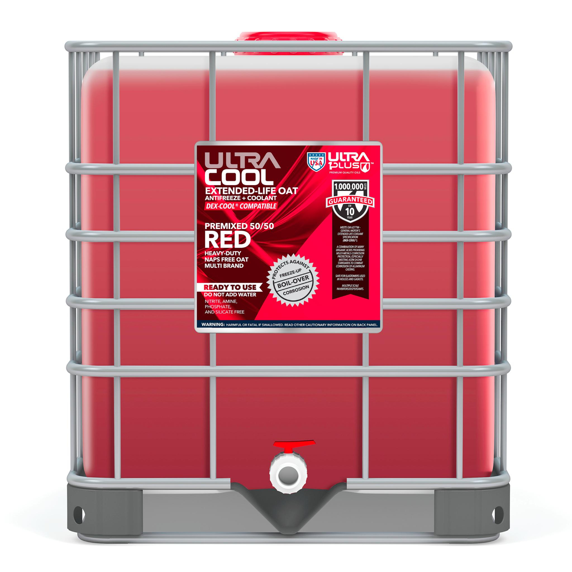 Ultra1Plus UltraCool OAT Antifreeze + Coolant - 50/50 Premix, 250 Gal., Red, Model# UL934