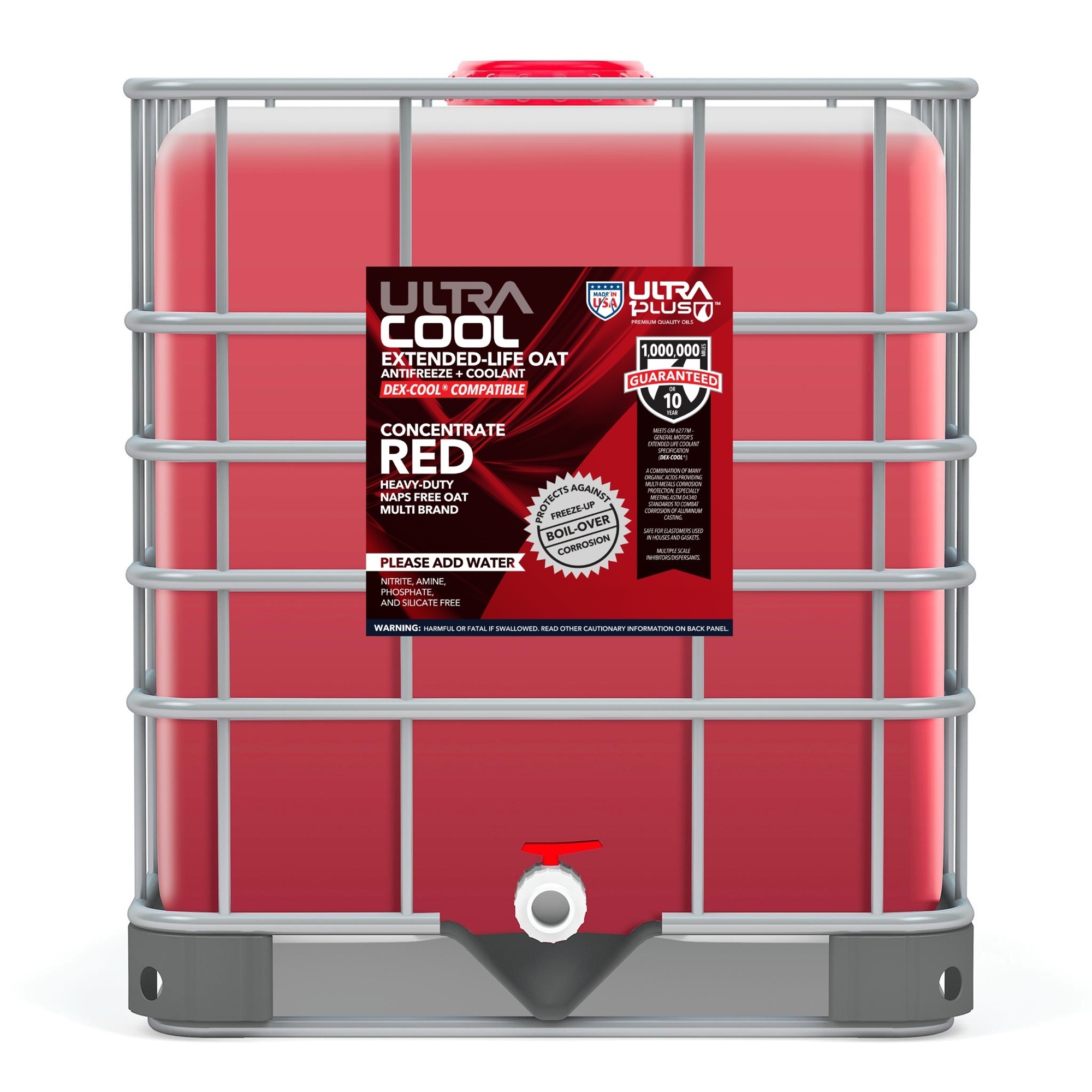 Ultra1Plus U1P-Cool OAT Antifreeze + Coolant Concentrate - 250 Gal., Heavy-Duty, Red, Model# UL944