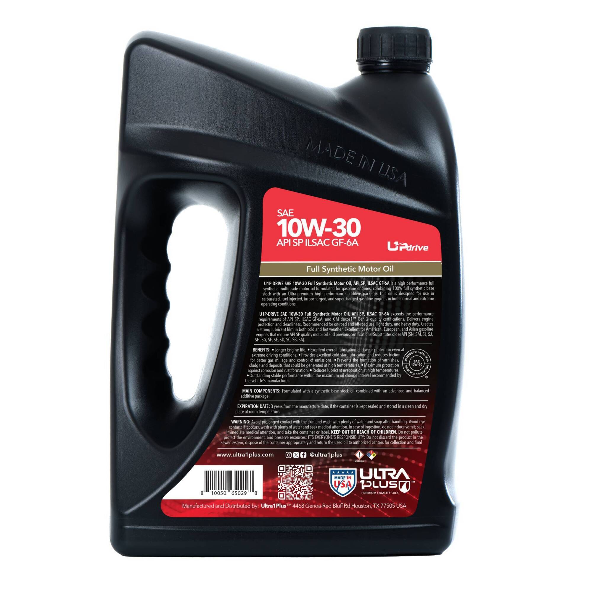 Ultra1Plus Full Synthetic Motor Oil SAE 10W-30, API SP, ILSAC GF