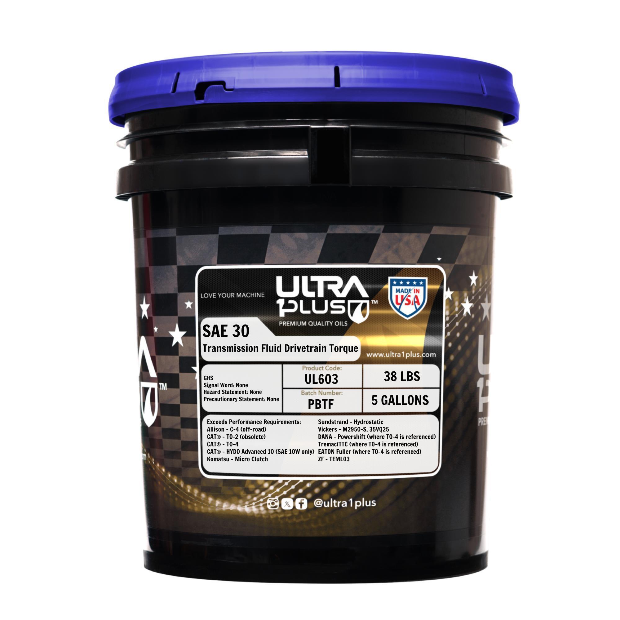 Ultra1Plus SAE 30 Drivetrain Torque Fluid - TO-4, 5 Gal., Model# UL603