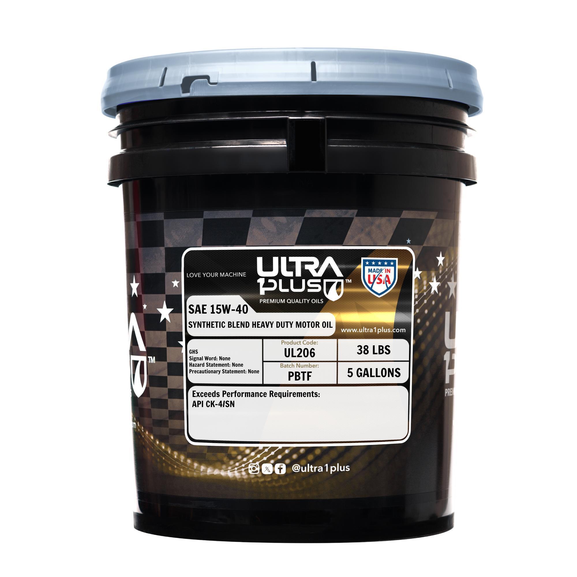 Ultra1Plus Synthetic Blend Motor Oil SAE 15W-40, API CK-4/SN, 5 Gal