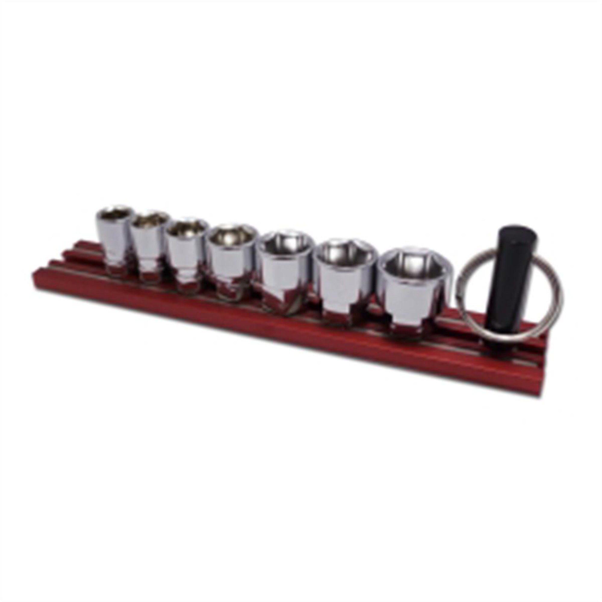 VIM Tools 7-Piece Dual Drive Fractional SAE Shallow Chrome Socket Set — 6-Point Hex, 1/4in. Square Drive, Red Magrail, Model# VIMDD400