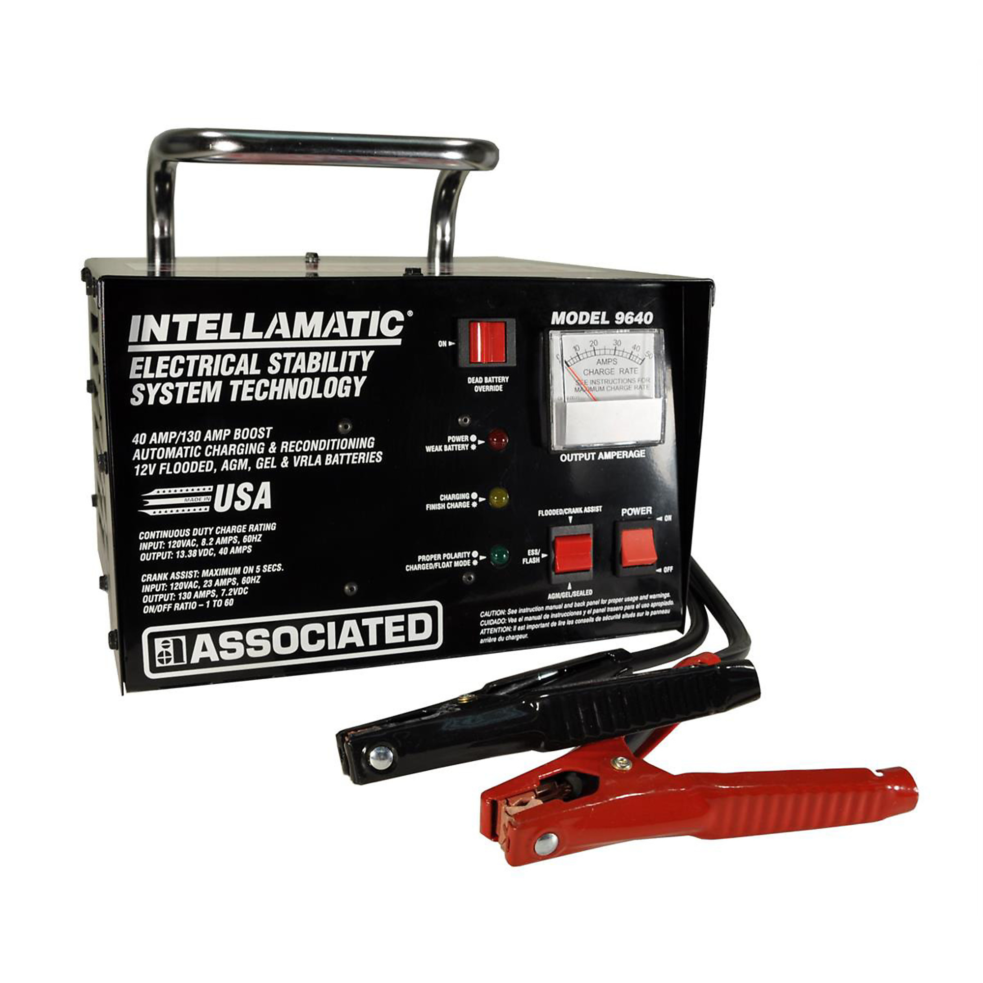 Associated Automatic Bench Charger with Override Switch — 12V/40A, 270 Max Amps, Model# ASO9640