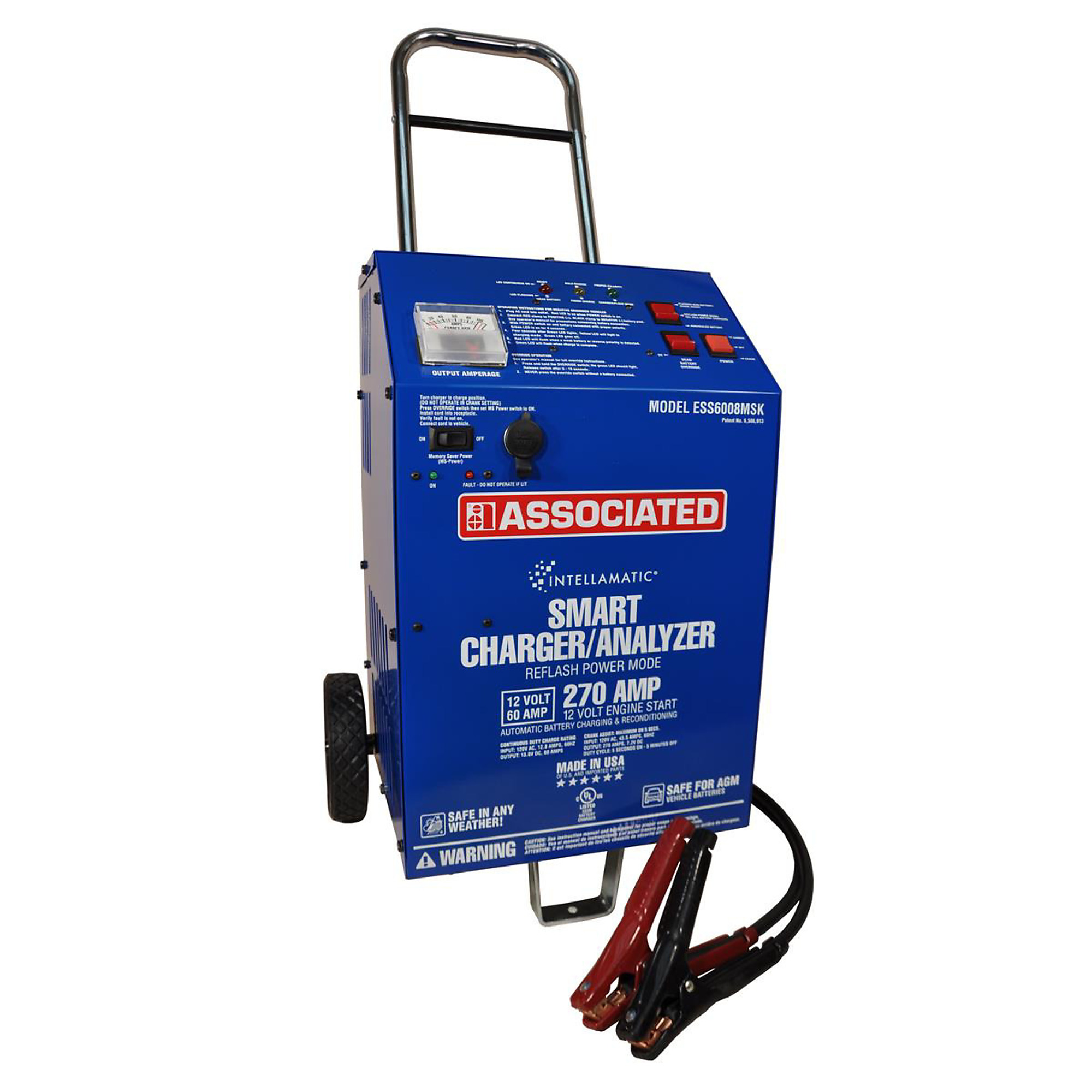 Associated ESS6008MS Battery Charger with MS6209-12 Memory Saver Cable — Multi-Voltage, 270 Amps, Model# ASOESS6008MSK