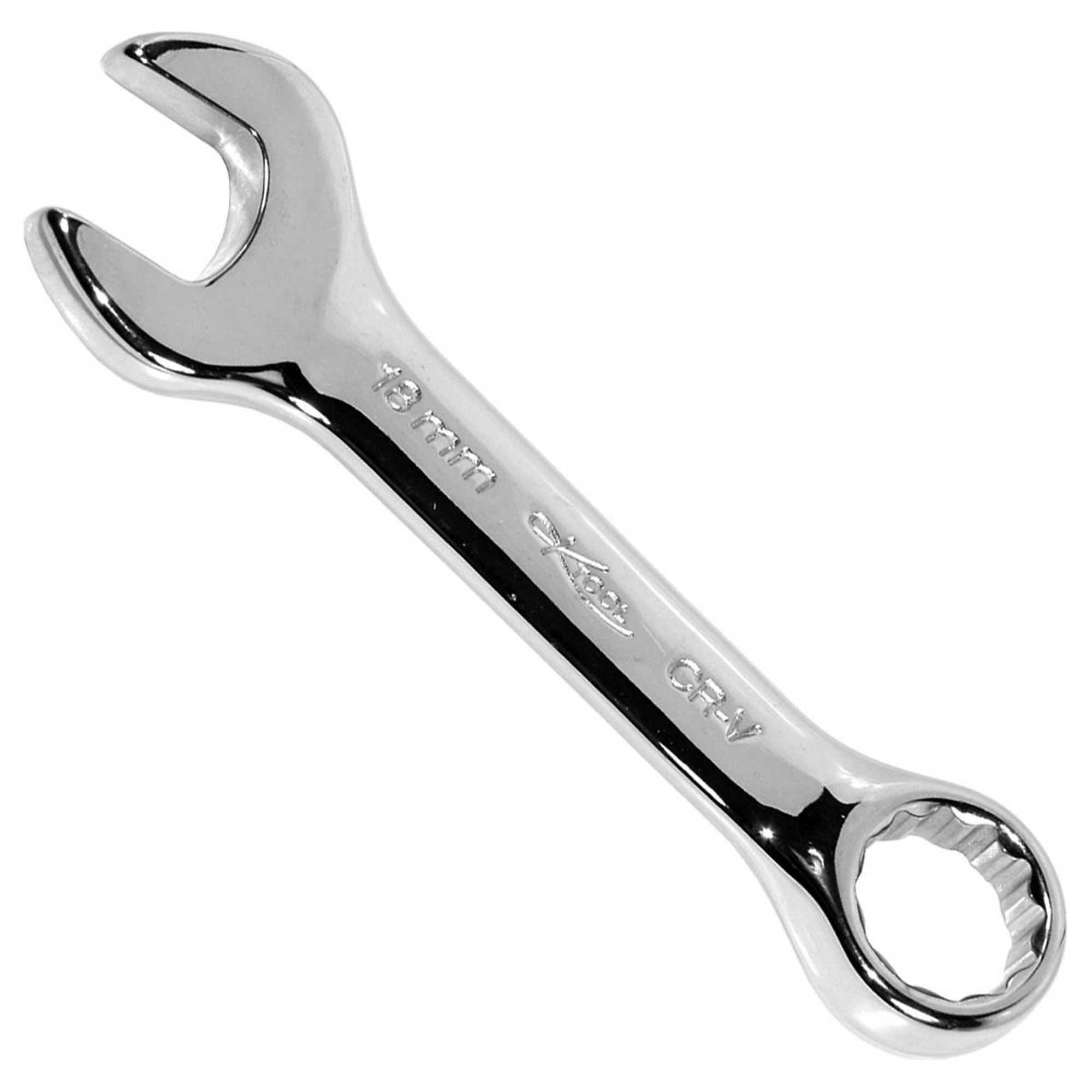 K-Tool International Combination Wrench — 18mm, 15-Degree Offset, Short, Chrome Plated, Model# KTI41718