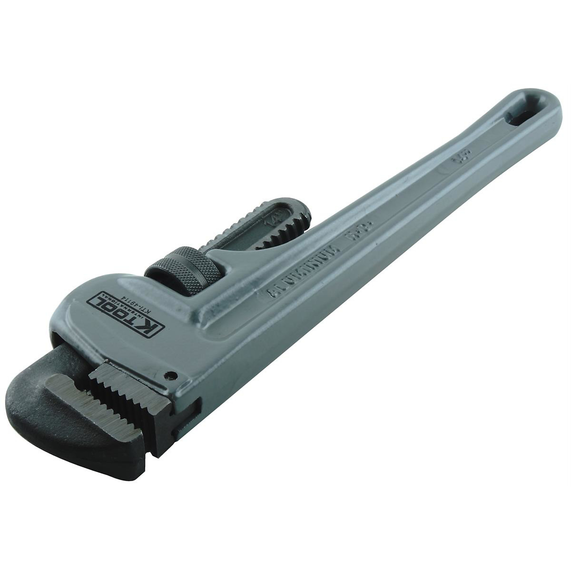 K-Tool International Aluminum Pipe Wrench — 14in., Lightweight, Hardened Jaws, Model# KTI49114