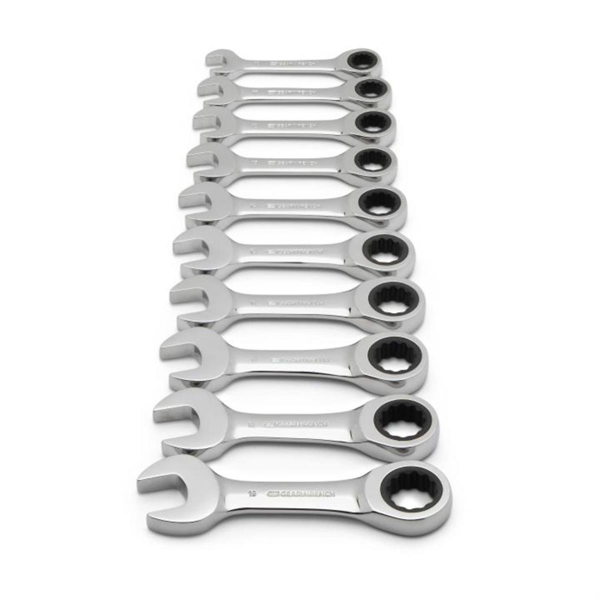 GearWrench 10-Pc. Stubby Ratcheting Combination Metric Wrench Set — 12-Point, Model# KDT9520D