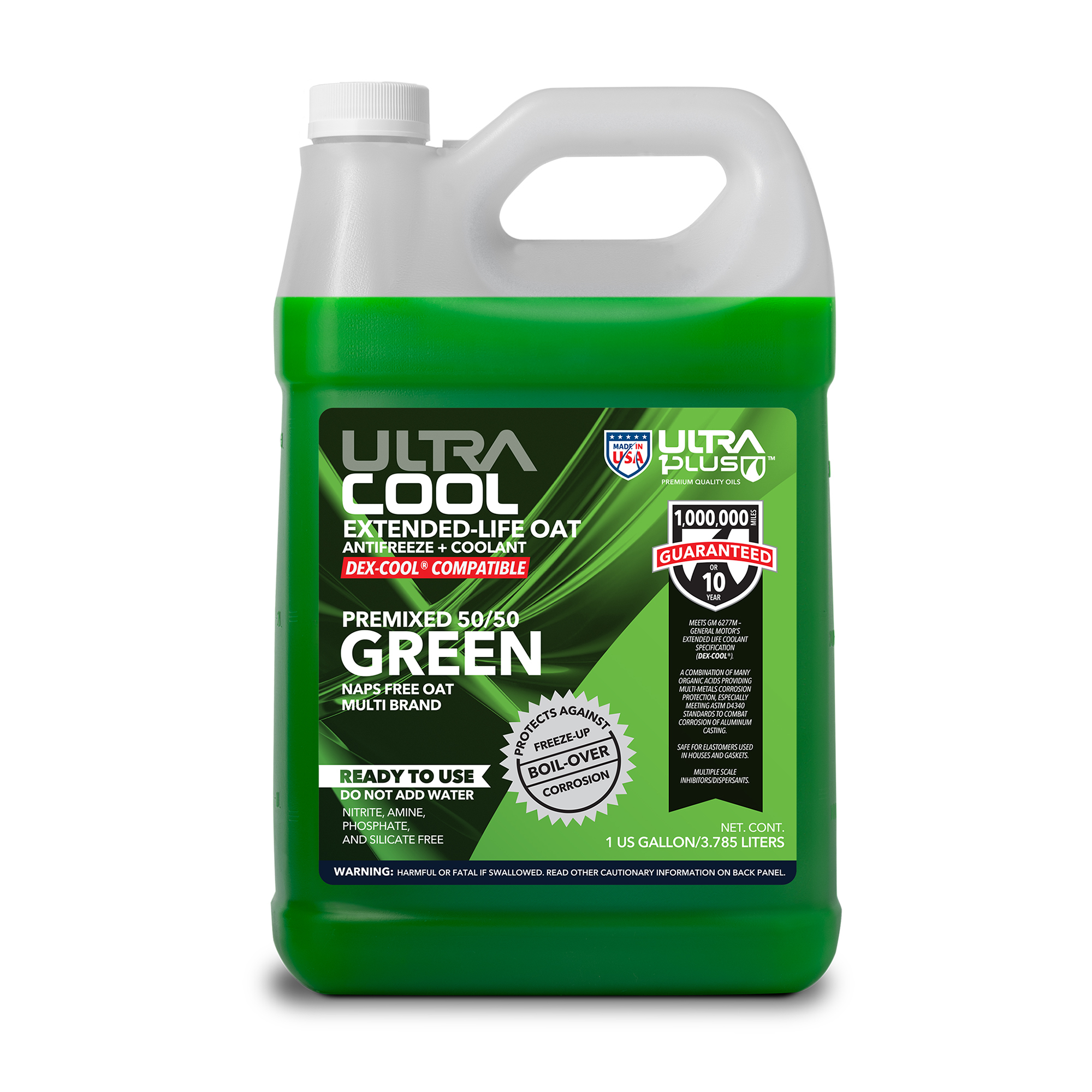 Ultra1Plus UltraCool OAT Antifreeze + Coolant Premix 50/50 - 1 Gal., Green, Model# UL933