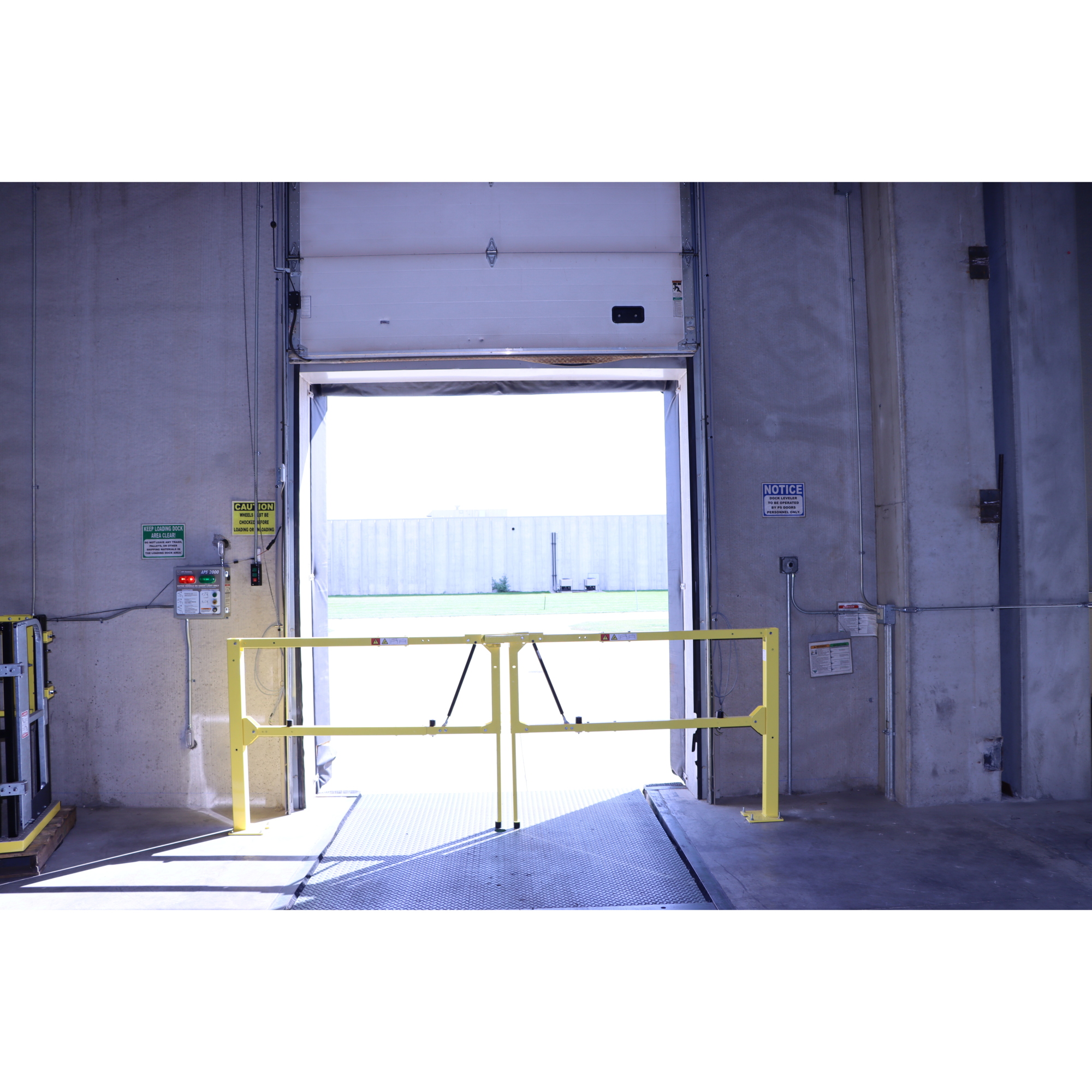 PS INDUSTRIES, Safety Gate, 108in.-168in., Model ESGDBL-120-PCY, Color Yellow, Max. Width 168 in, Material Carbon Steel, Model# ESGDBL-120-PCY