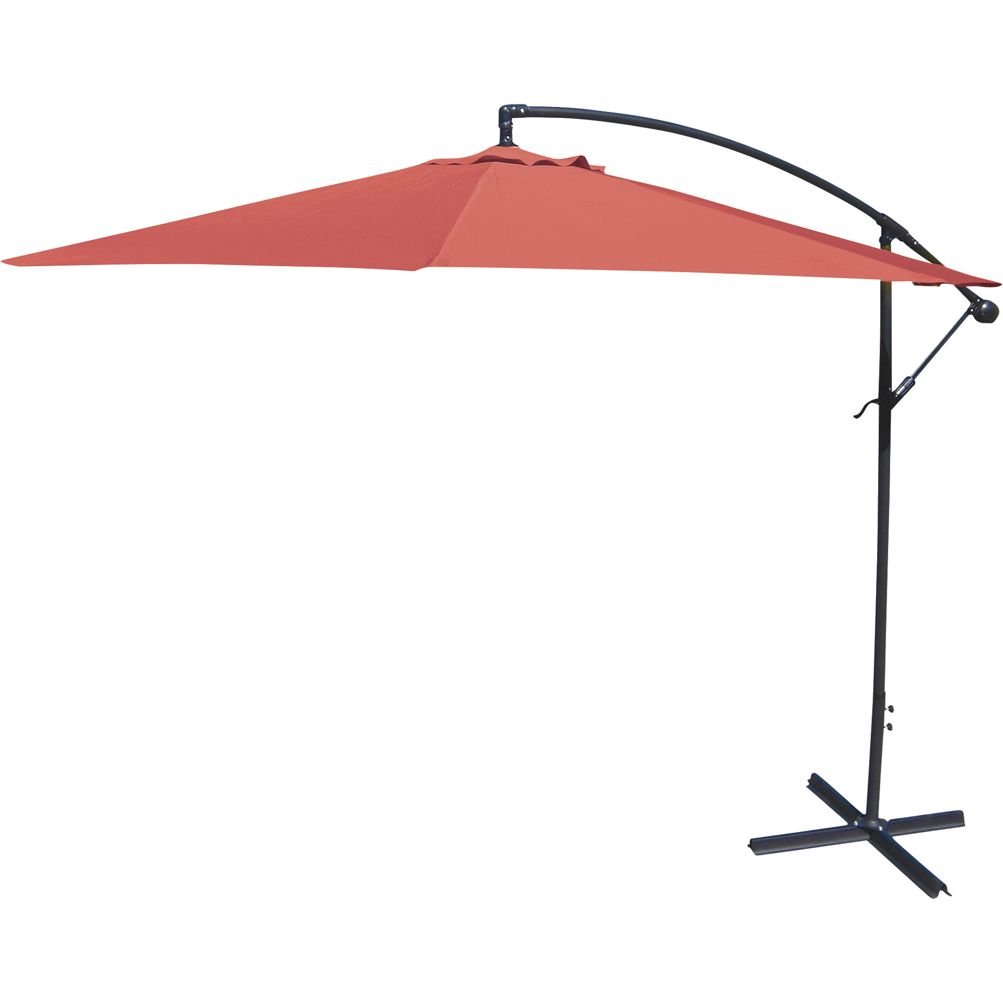 jordan manufacturing patio umbrella 10ft. Steel Octagon Offset Crank providing plenty of protection from the suns harsh rays for a patio table with 6 Jordan Manufacturing Red 9-foot Half