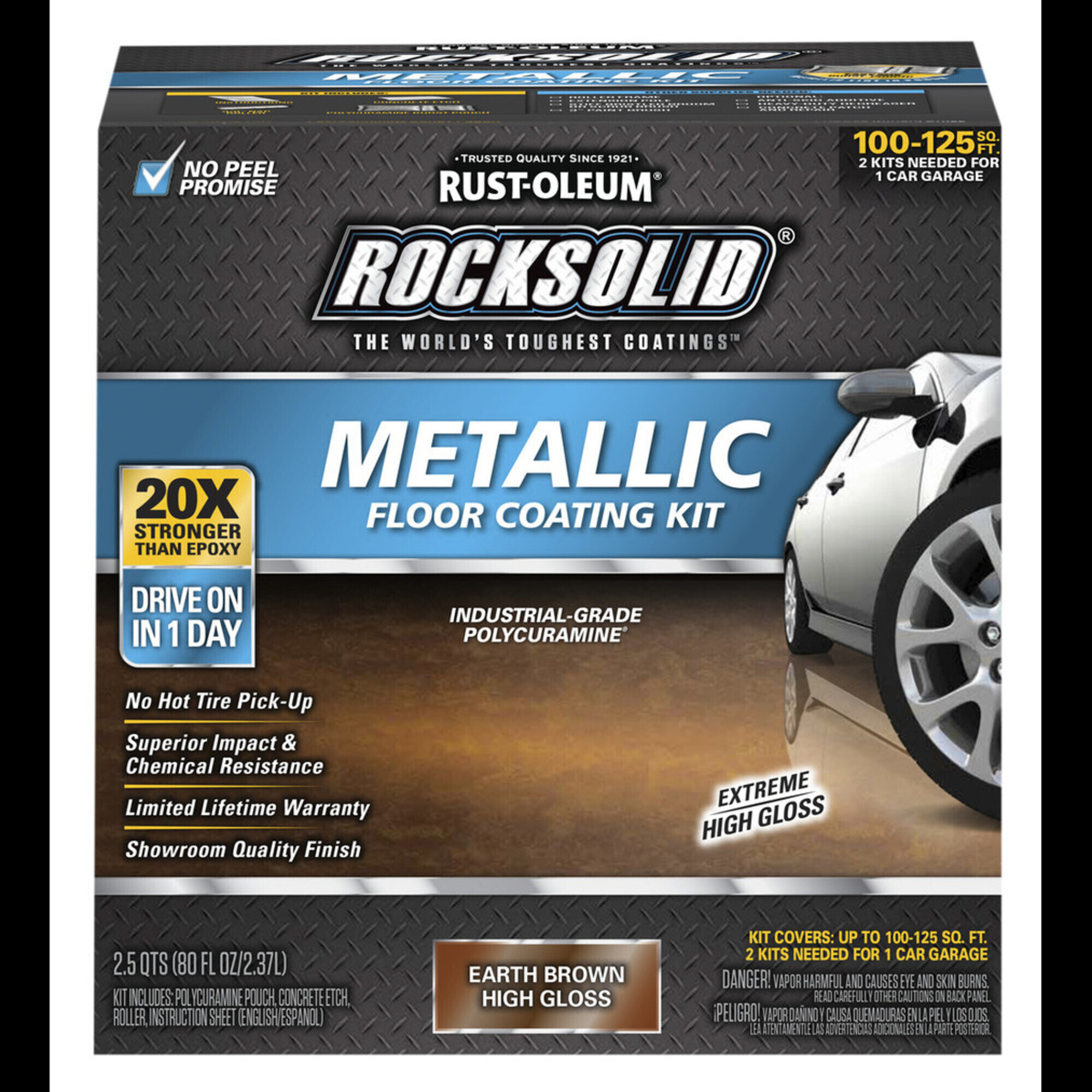 Rust-Oleum Metallic Garage Floor Coating Kit - 2.5 Quarts, Earth Brown, 2 Pcs, Model# 286895DS