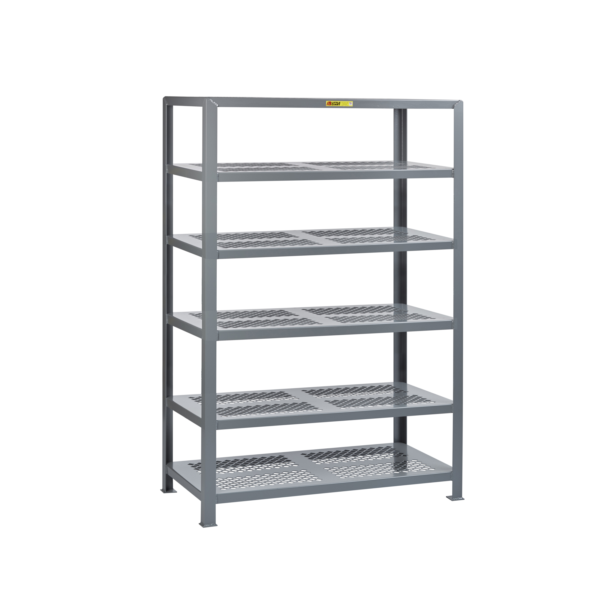 Little Giant Welded Steel Shelving - 30in. D x 60in. W x 72in. H, 6 Perforated Shelves, 1500-Lb. Capacity, Model# 6SHP-3060-72
