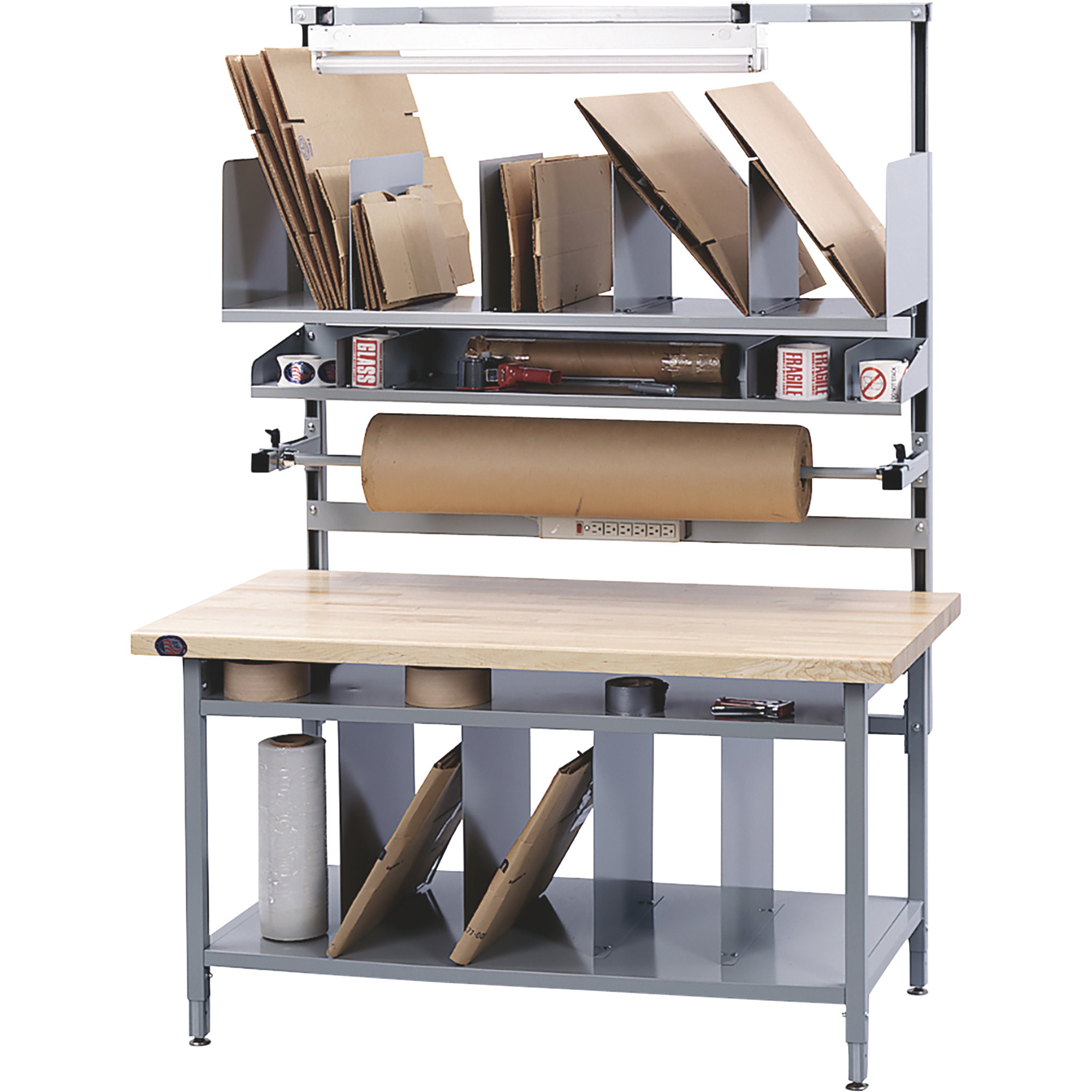Pro-Line Solid Maple and Steel Packaging Workbench Kit, Maple/Light ...