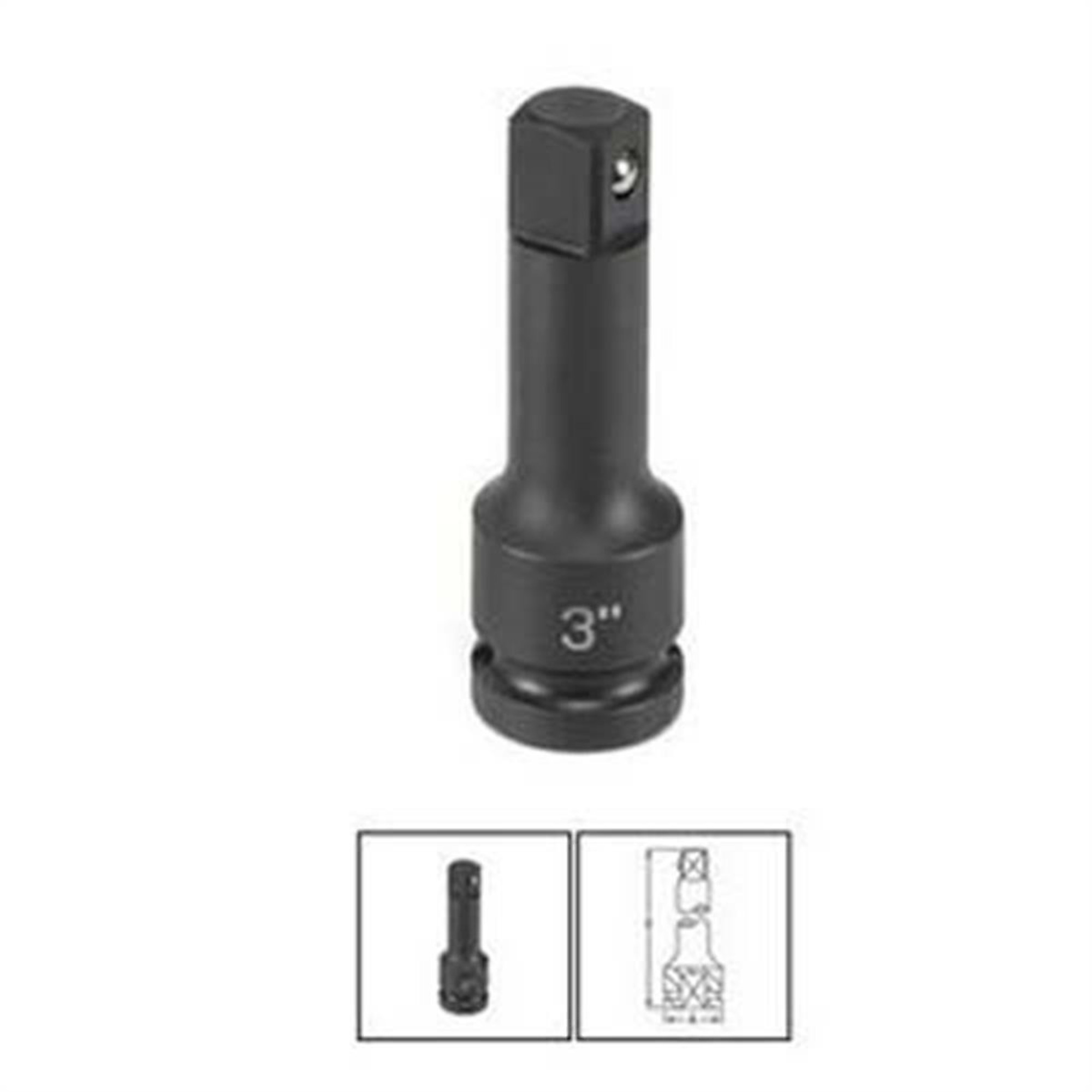 Grey Pneumatic Extension with Locking Pin — 1/2in. Drive x 18in., Chrome-Molybdenum Steel, Model# GRE2259EL