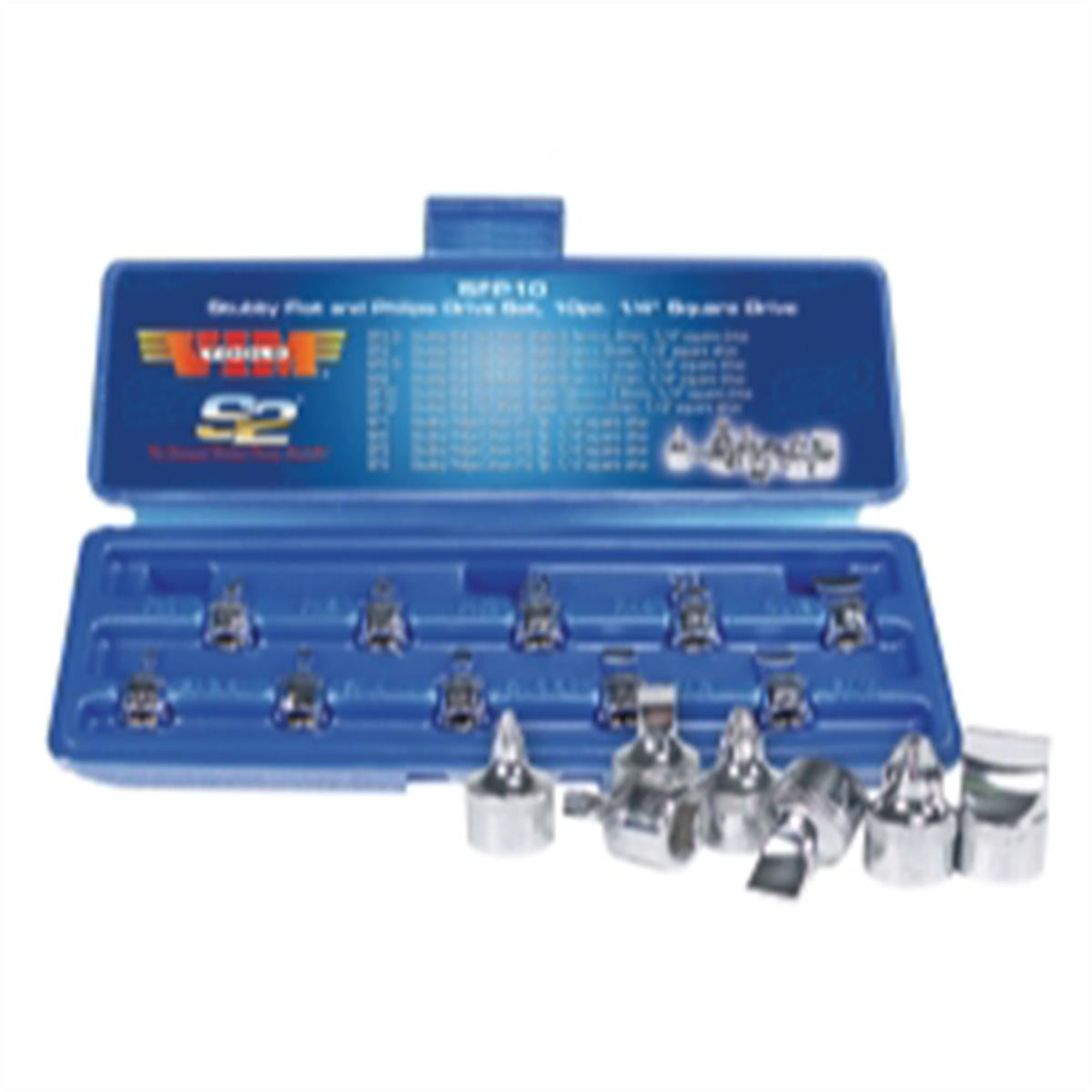 VIM Tools Stubby Flat and Phillips Set — 10-Piece, 1/4in. Square Drive, S2 Steel, Model# VIMSFP10