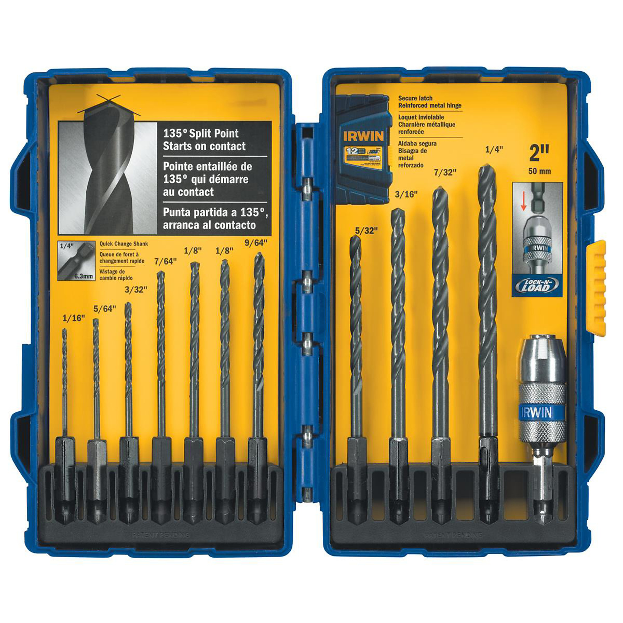 Hanson Black Oxide Hex Shank Drill Bit Set — 12-Piece, 135-Degree Split Point, 1/4in. Quick Change Shank, Model# HAN4935643