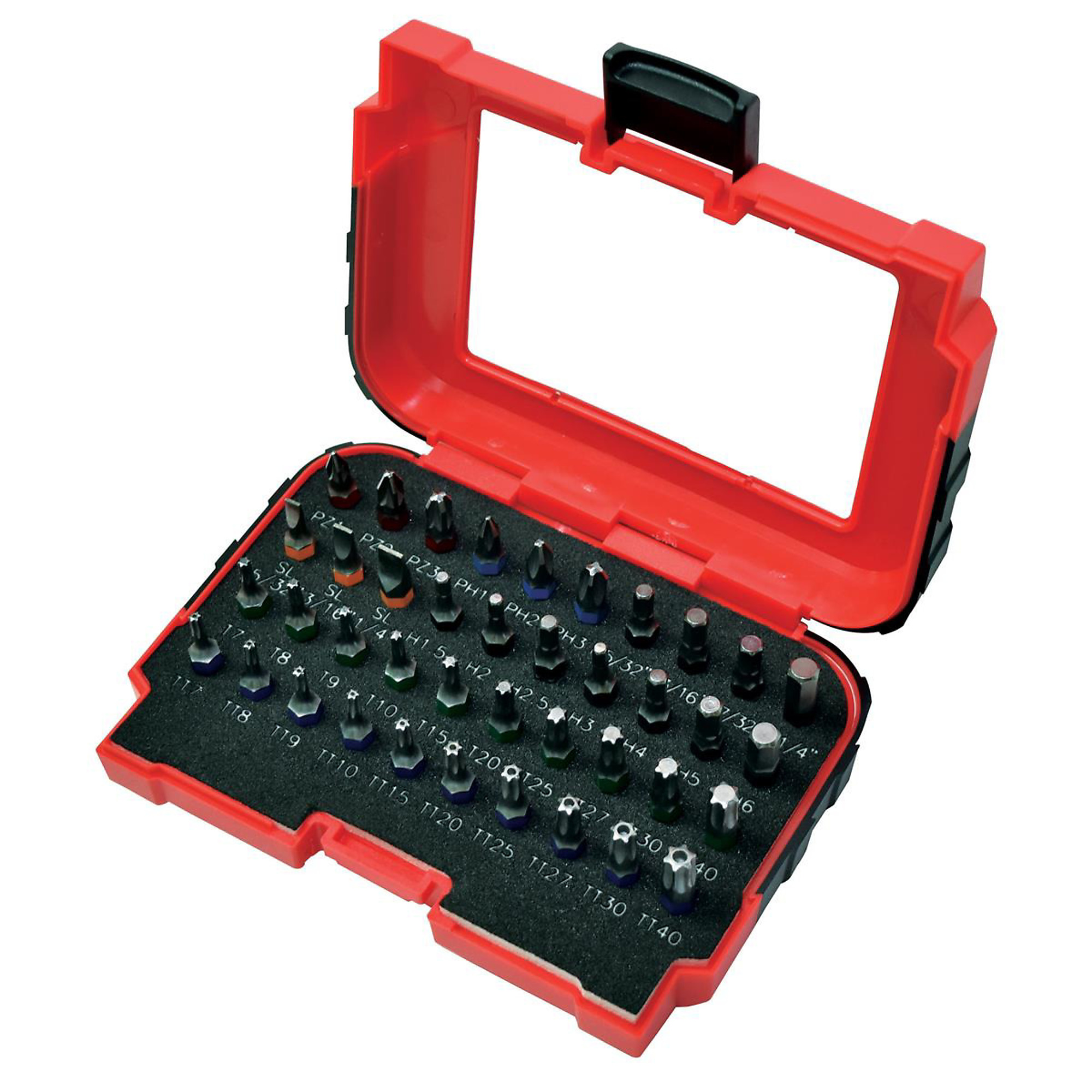 K-Tool International Color-Coded Bit Set — 1/4in. Drive, 40-Pc., Model# KTI20061