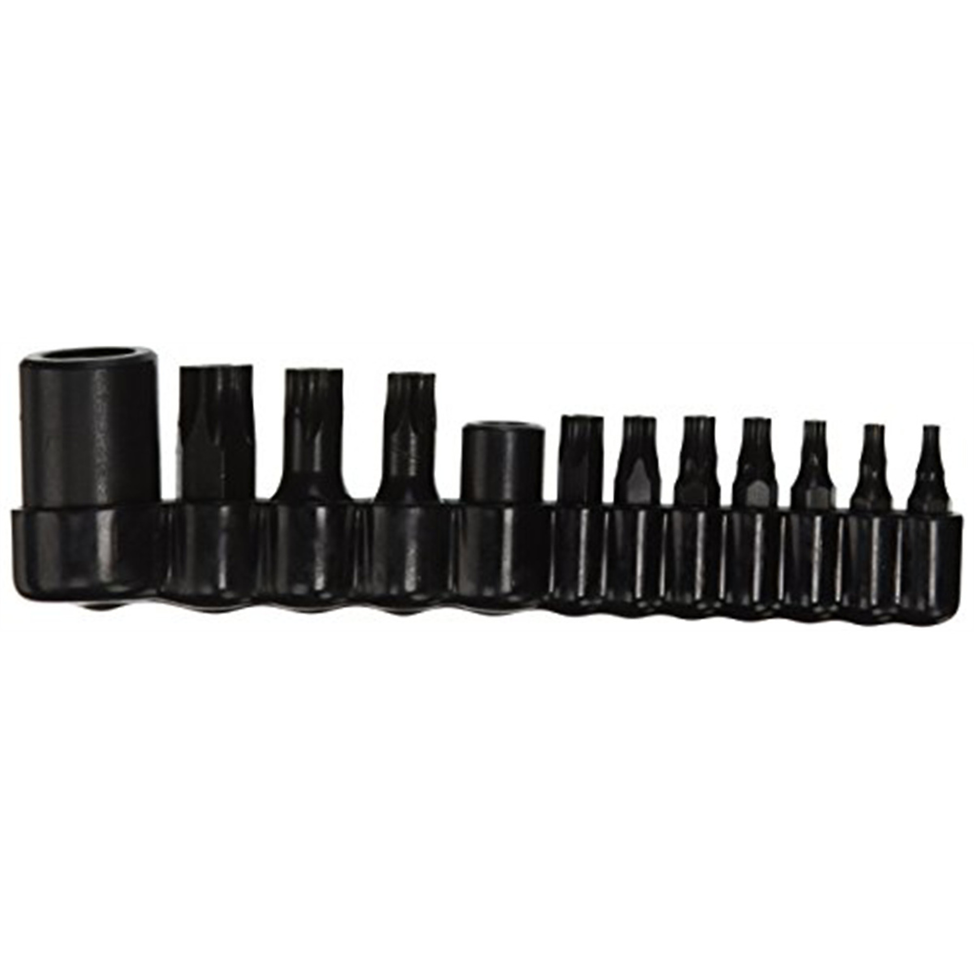 K-Tool International Master Tamper Proof Torx Bit Set — T10-T55, Heat-Treated Alloy Steel, Laser Engraved, Vinyl Holder, Model# KTI21500
