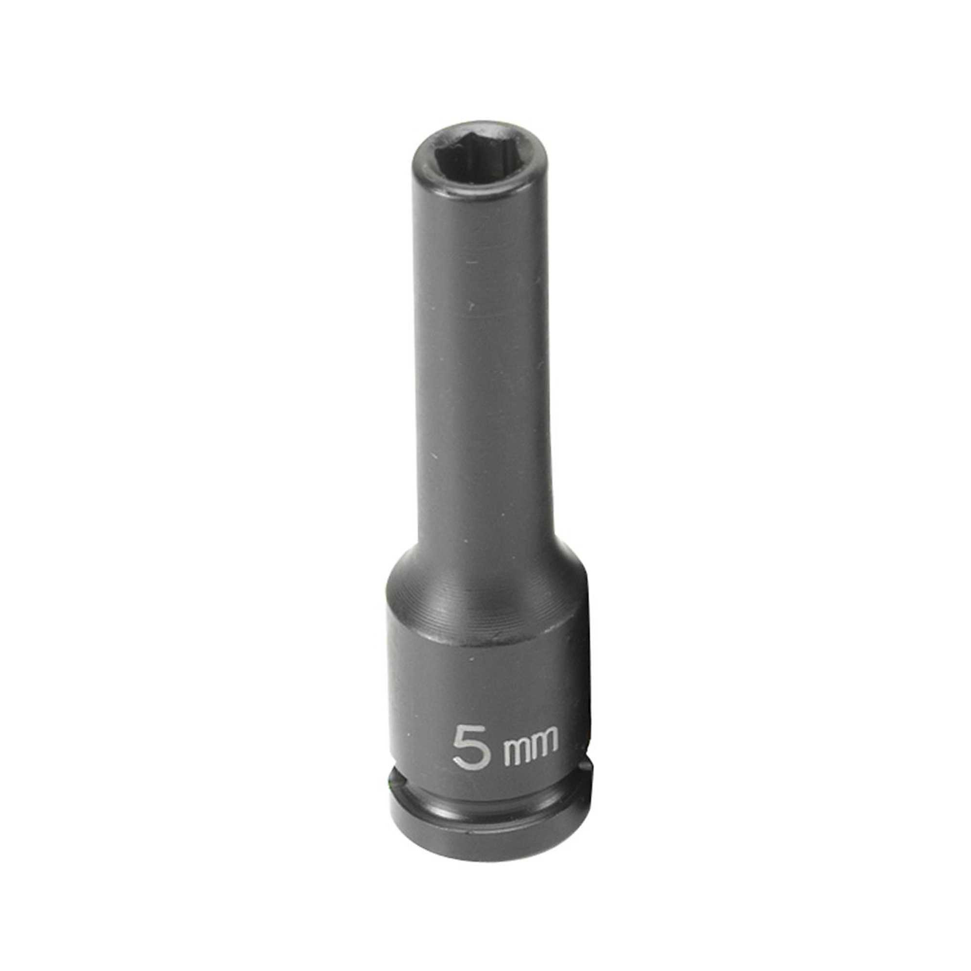 Grey Pneumatic Impact Socket — 5mm, 1/4in. Drive, Magnetic, 6-Point, Deep, Black, Model# GRE905MDG