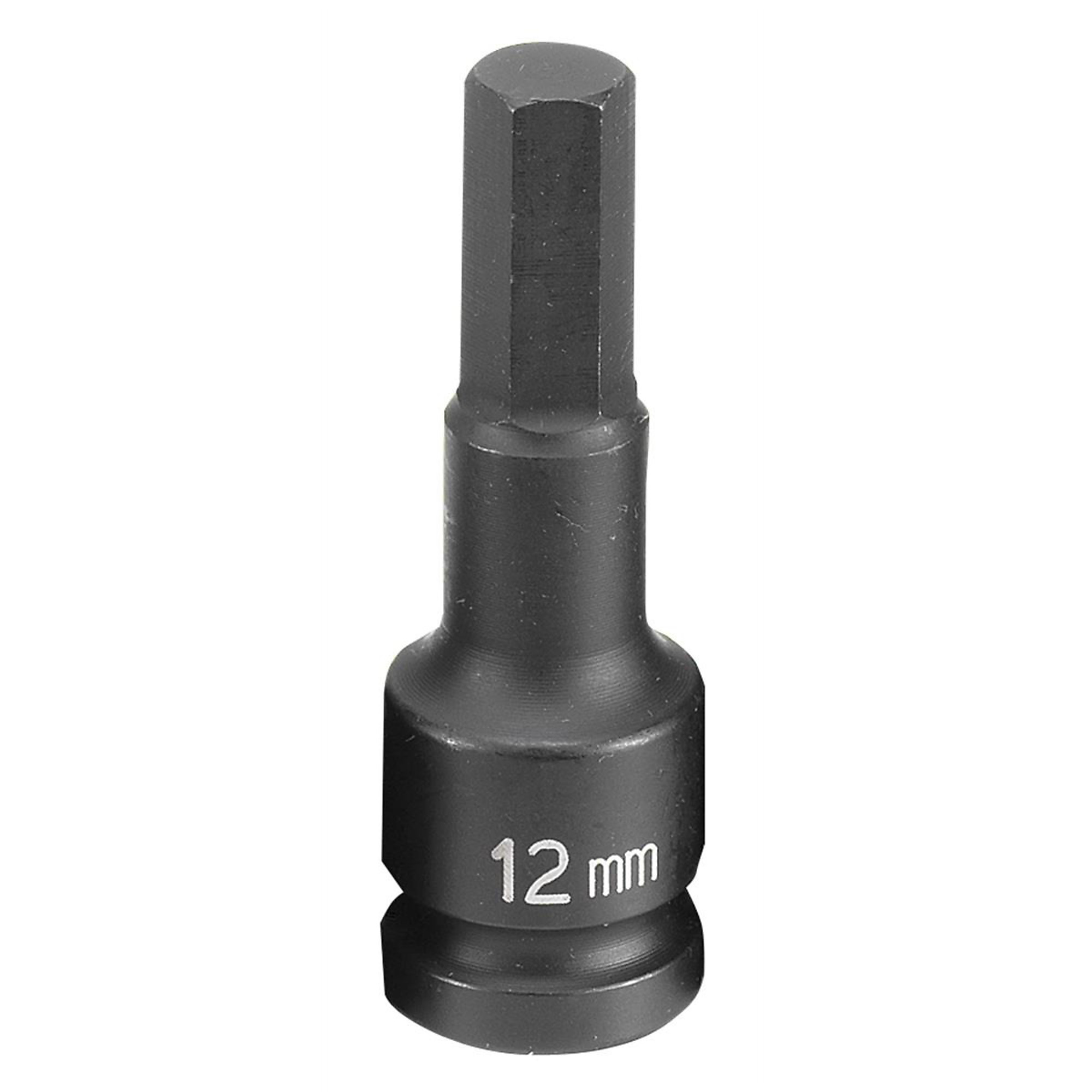 Grey Pneumatic Impact Hex Socket — 12mm, 1/2in. Drive, Chrome-Molybdenum Steel, Model# GRE2912M