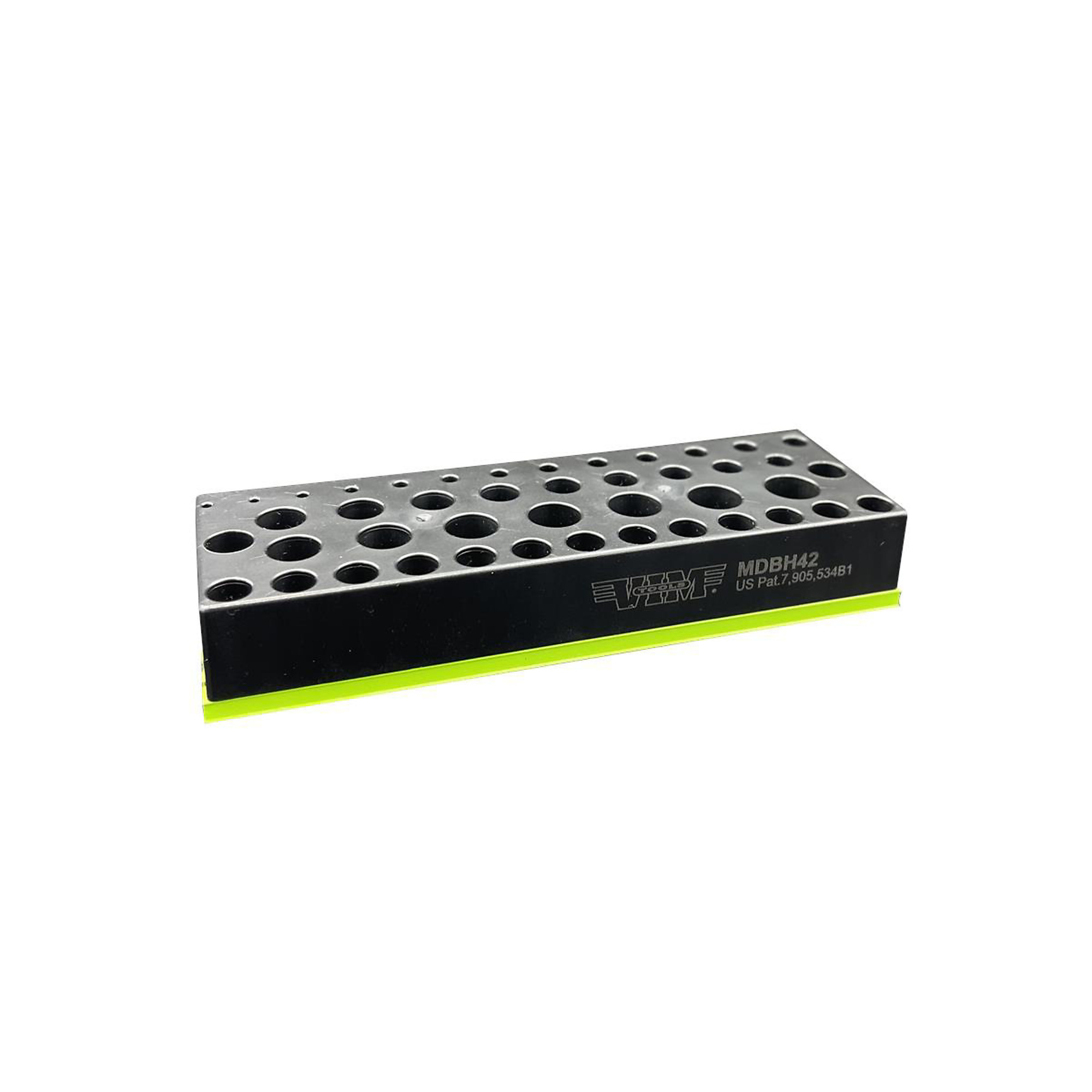 VIM Tools Magnetic Drill Bit Holder — 42 Slots, 1/16in. to 1/2in. Drill Bits, Powder-Coated Aluminum, Model# VIMMDBH42