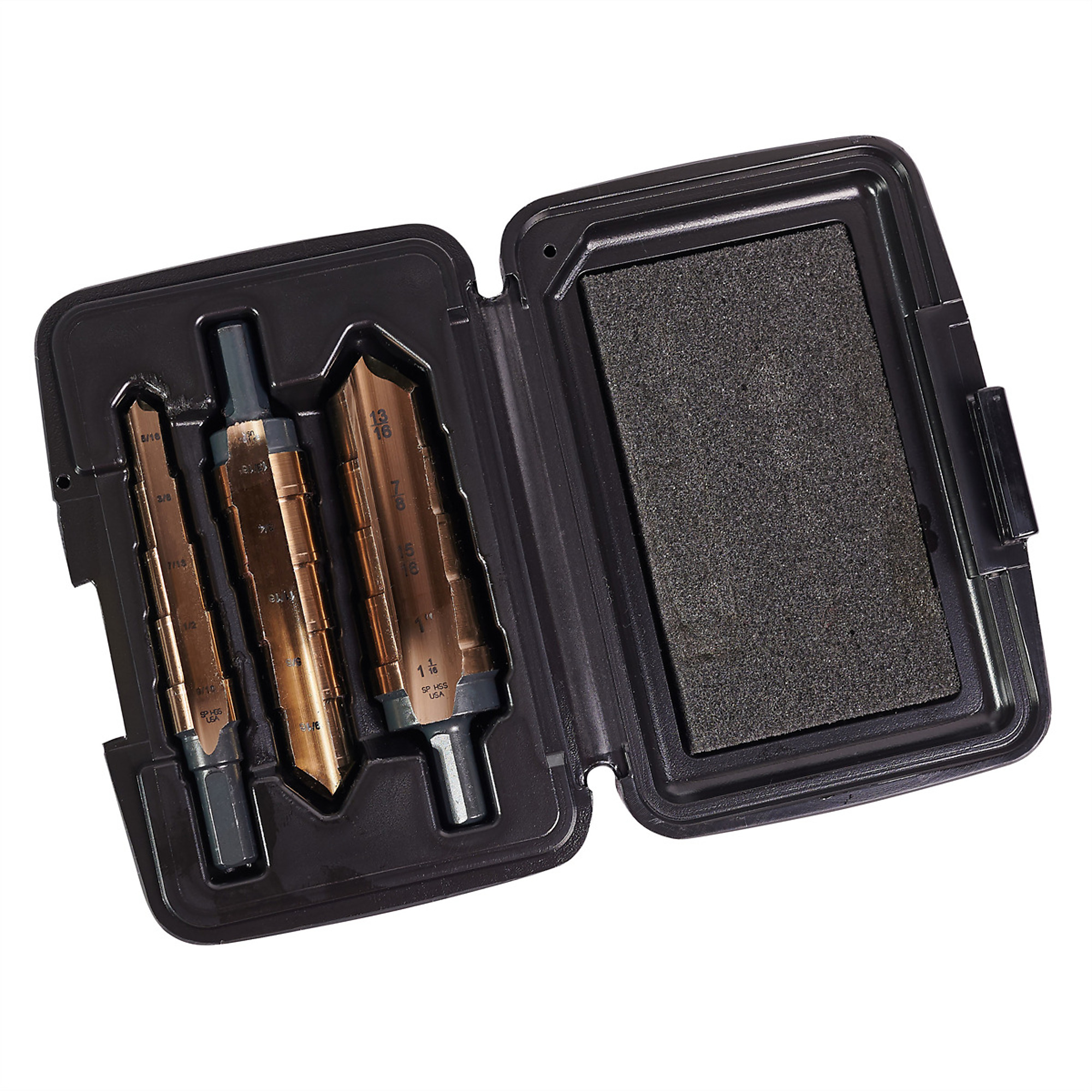KnKut Hole Expansion Step Reamer Set — 3-Piece, 5/16in. to 1-1/16in., 3/8in. Shank, Model# KNK3KK4SR
