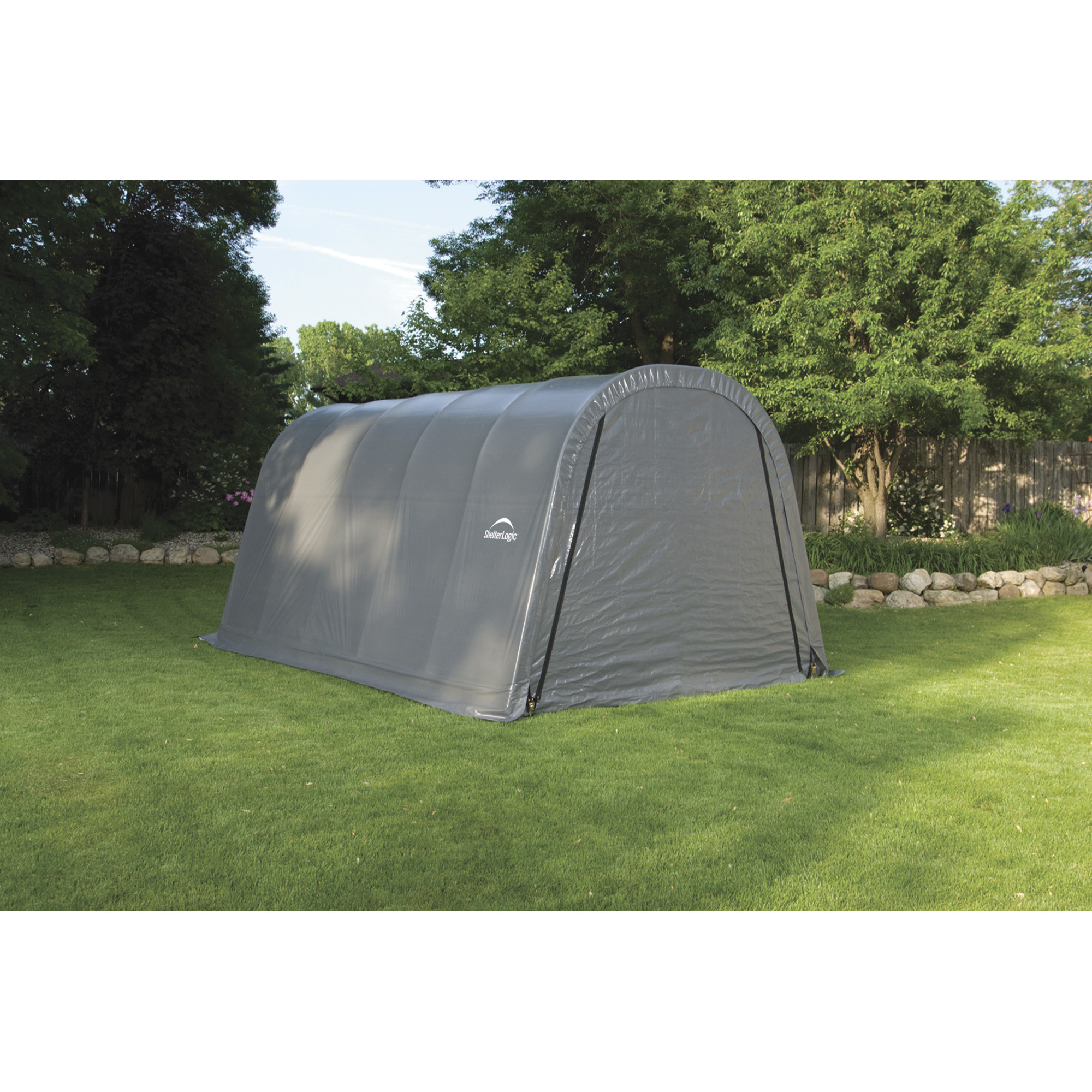 ShelterLogic 12-Ft.W Round-Style Instant Garage, 20ft.L x 13ft.W x 10ft.H, 1 5/8in. Frame, Gray, Model# 73332