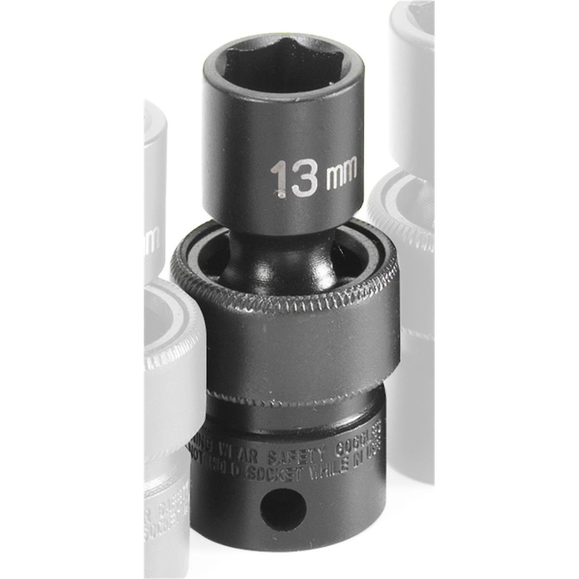 Grey Pneumatic Impact Universal Socket — 13mm, 3/8in. Drive, 6-Point, Chrome-Molybdenum, Model# GRE1013UM