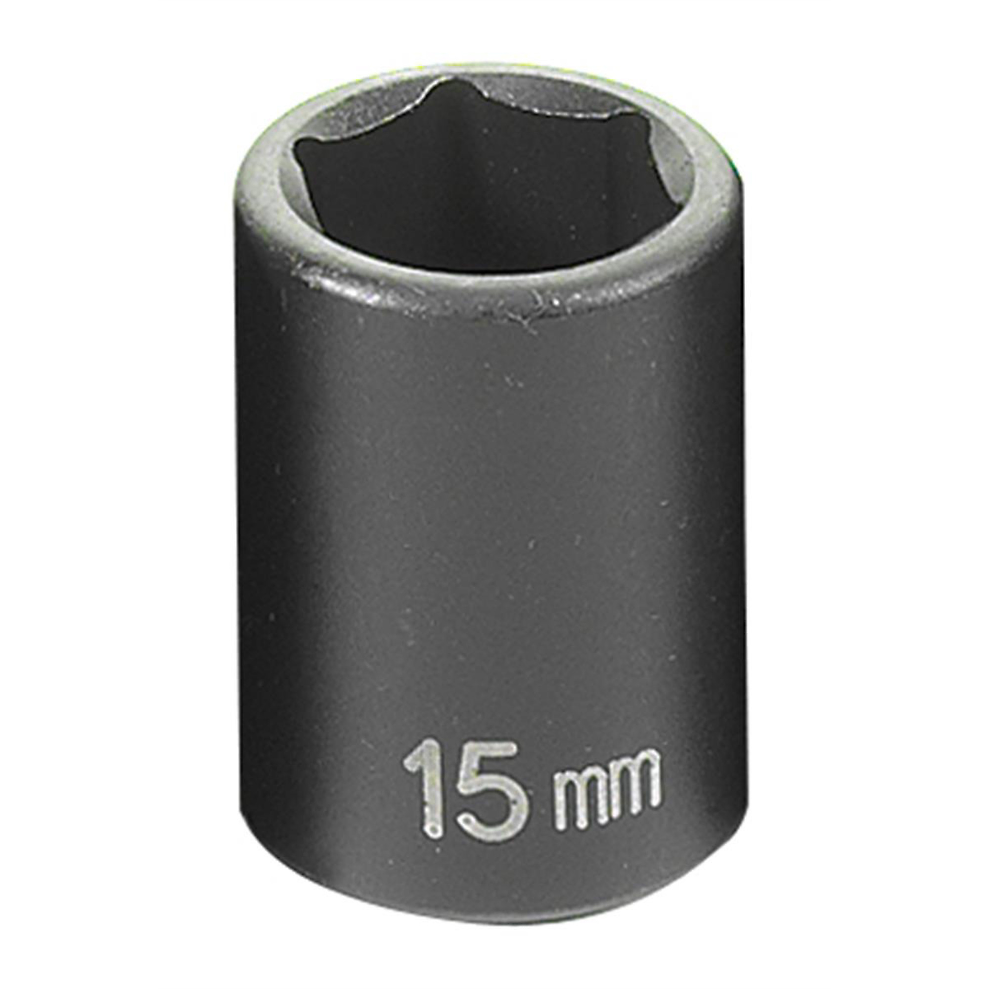 Grey Pneumatic Impact Socket — 15mm, 3/8in. Drive, 6-Point, Model# GRE1015M