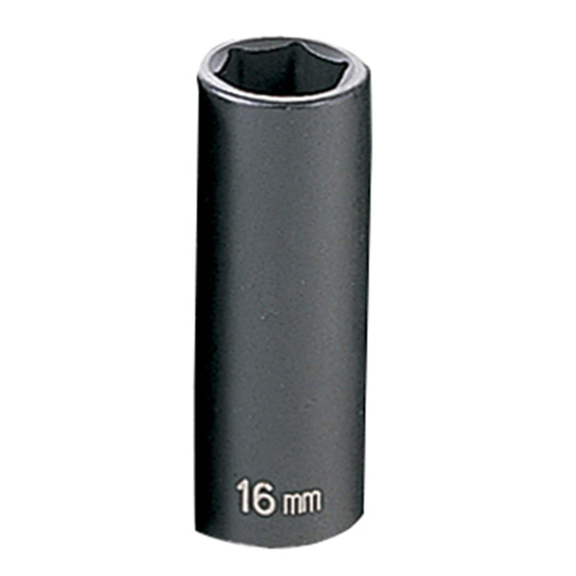 Grey Pneumatic Impact Socket — 16mm, 3/8in. Drive, 6-Point, Deep, Chrome-Molybdenum, Model# GRE1016MD