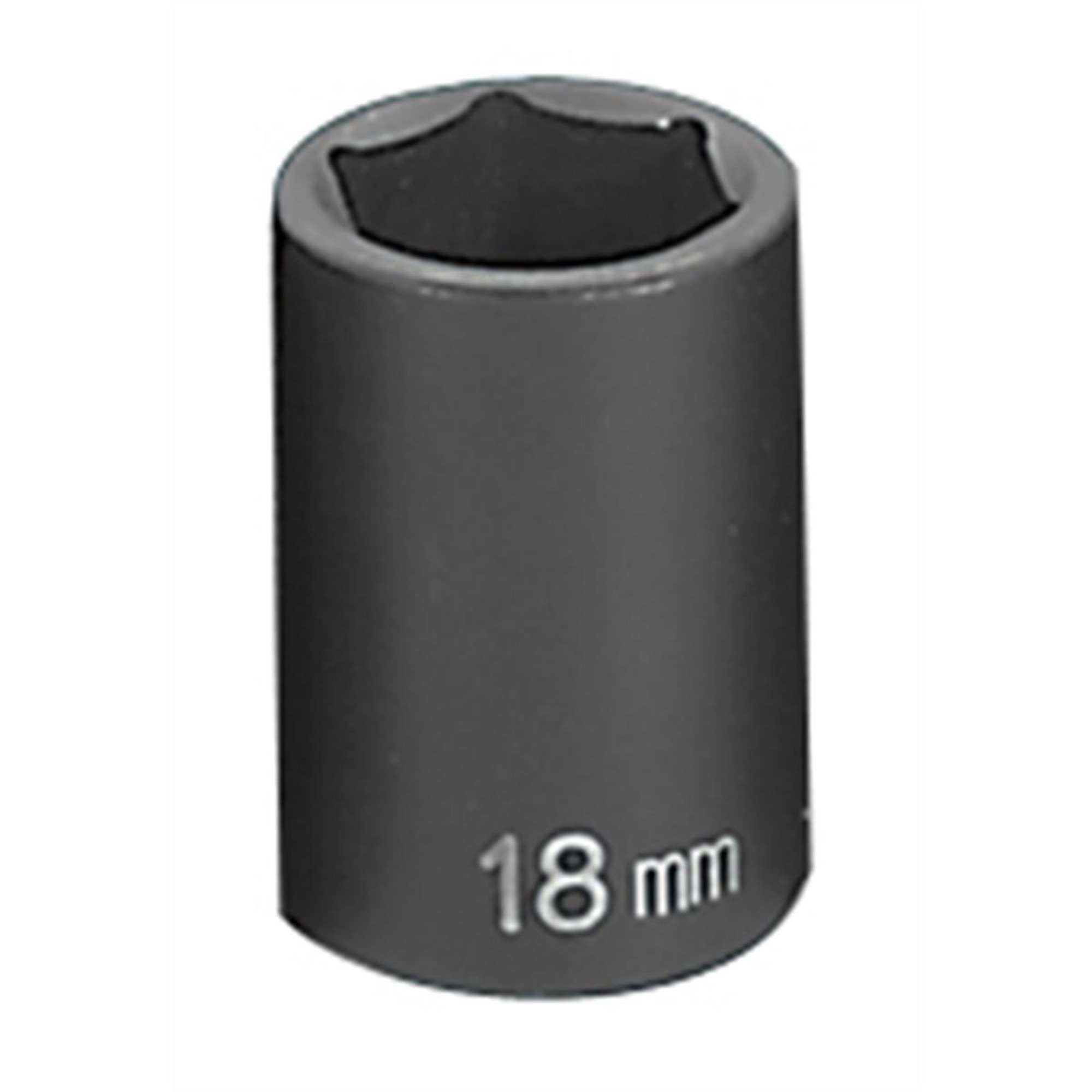 Grey Pneumatic Impact Socket — 18mm, 1/2in. Drive, 6-Point, Chrome-Molybdenum, Model# GRE2018M
