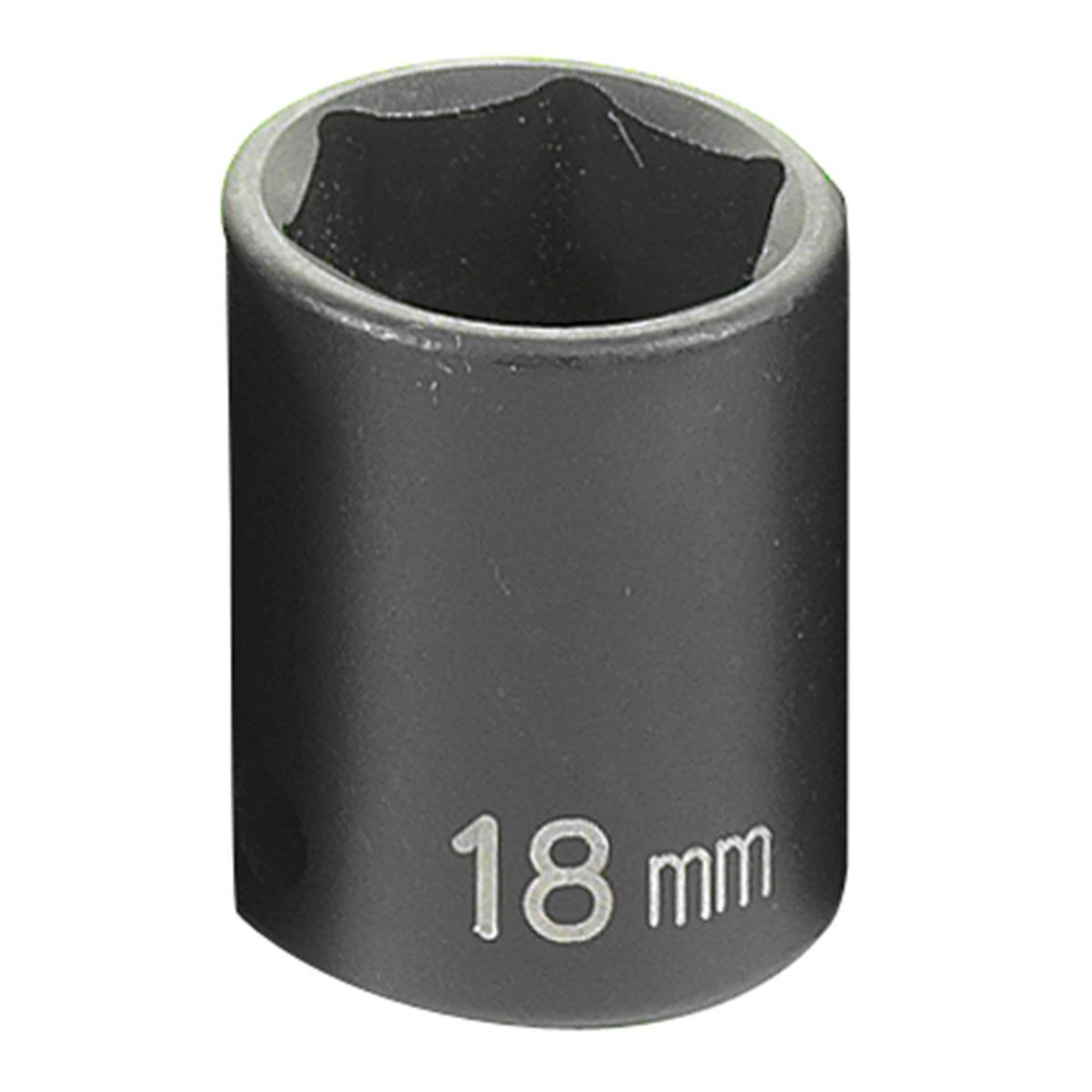 Grey Pneumatic Impact Socket — 18mm, 3/8in. Drive, 6-Point, Chrome-Molybdenum, Model# GRE1018M