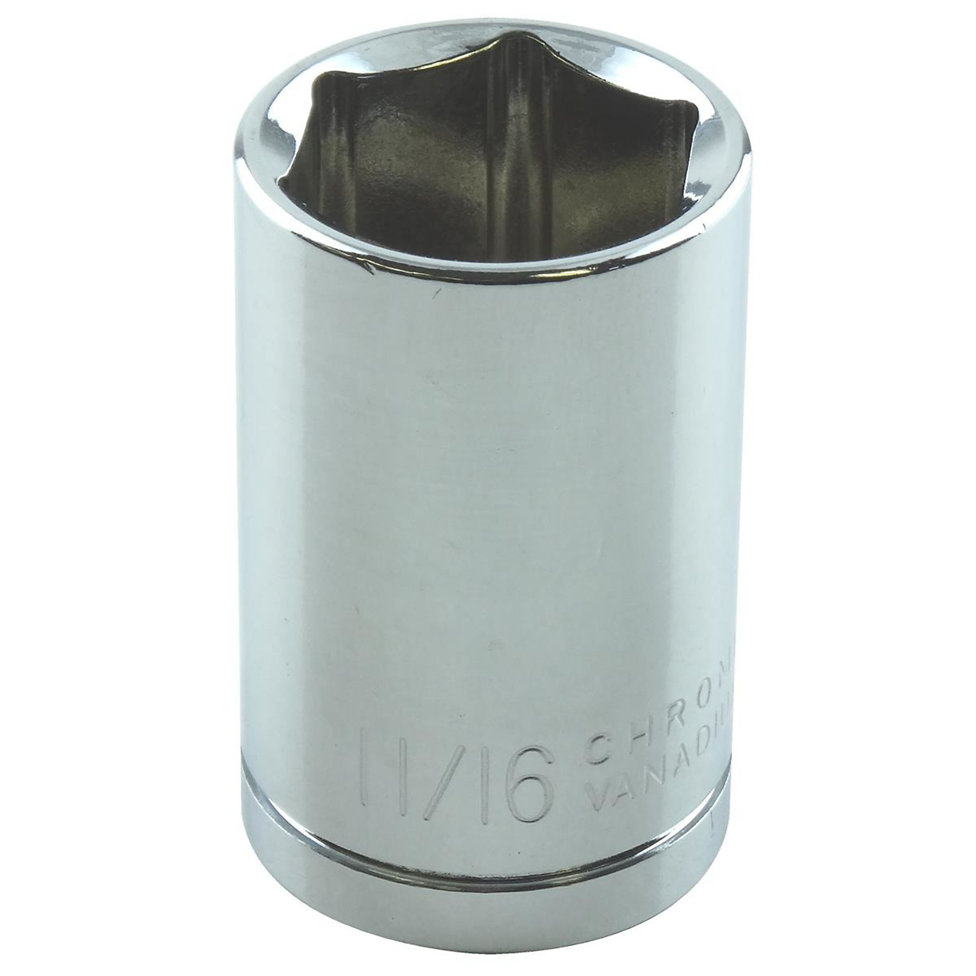 K Tool International 6-Point Socket — 11/16in., 1/2in. Drive, Chrome Vanadium Steel, Model# KTI23122
