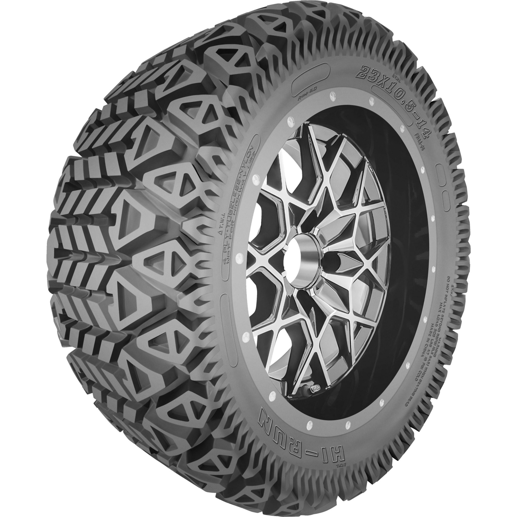 HI-RUN, Golf Cart 23X10.50-14 Aluminum Wheel Assembly, Tire Diameter 23.2 in, Load Range Rating B, Model# SNPA1002