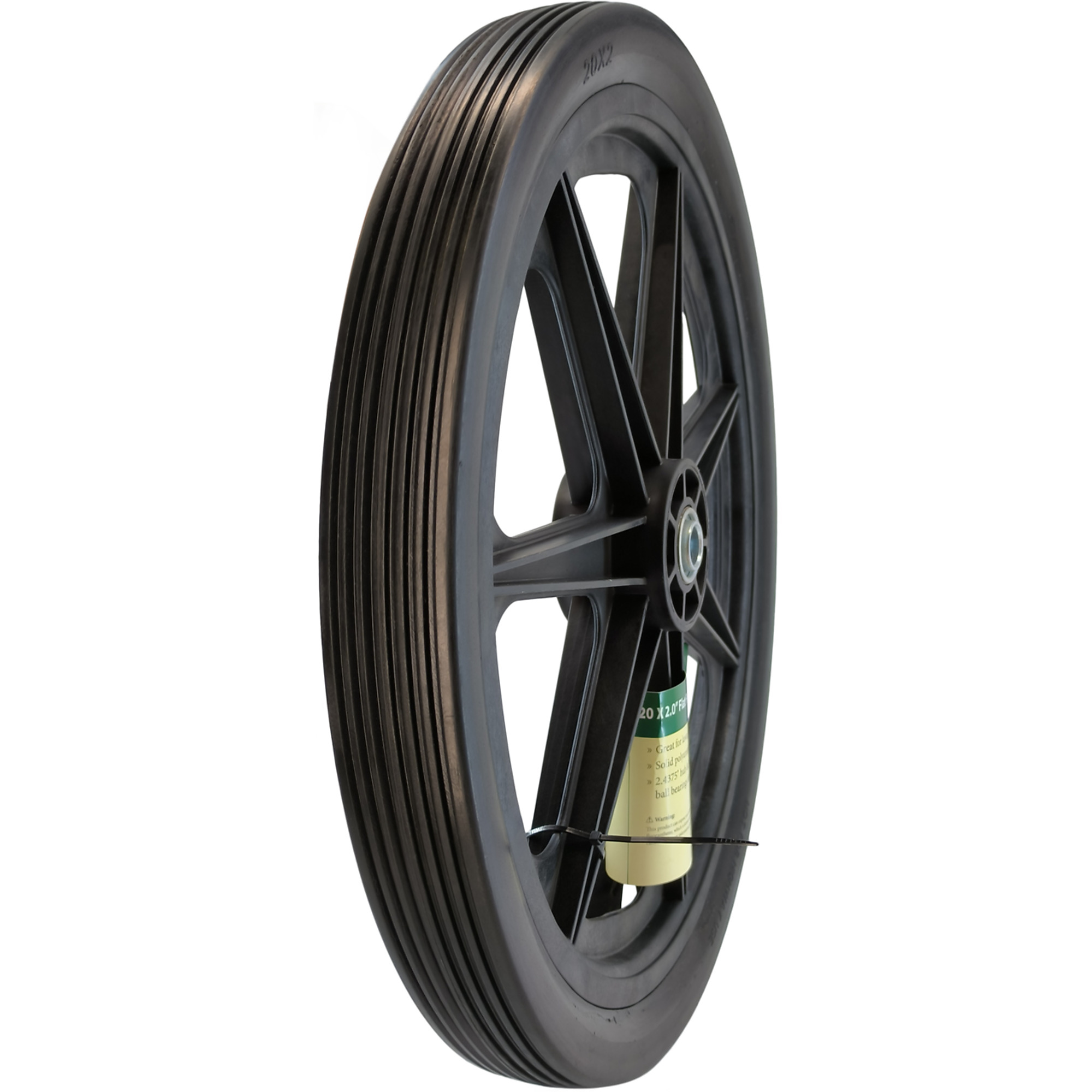 HI-RUN, 20X2.0 Flat Free Cart Tire Assembly, Tire Diameter 19.5 in, Model# SNPT1014